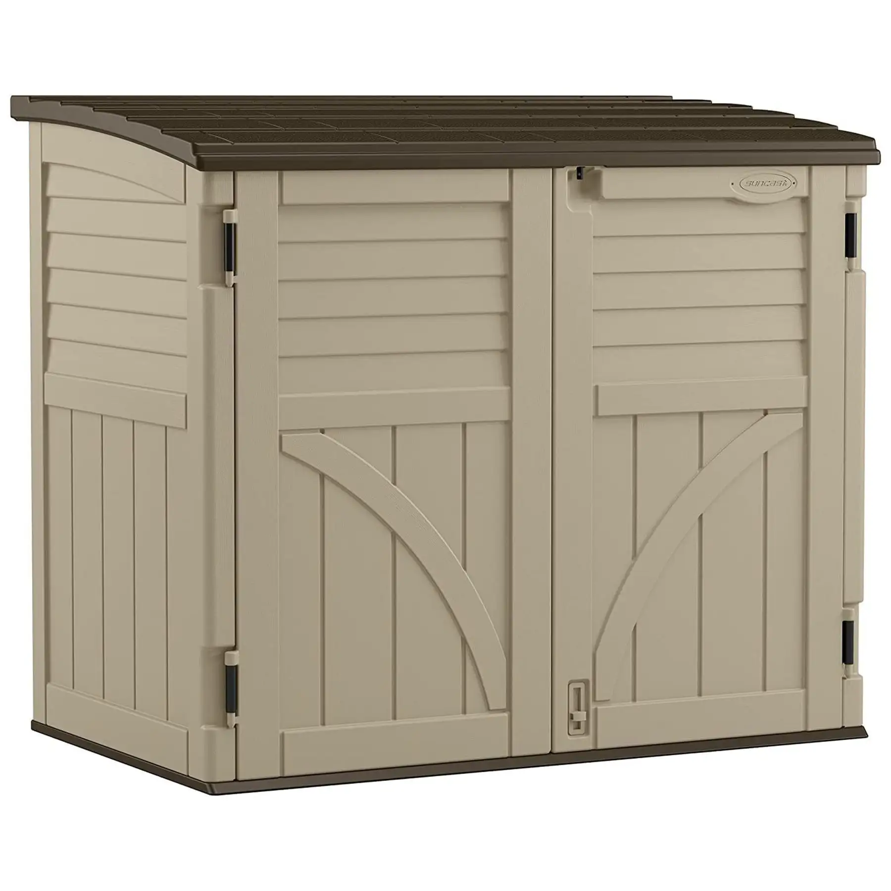 Suncast 34 Cubic Feet Horizontal Compact Storage Shed for Outdoor Spaces, Sand