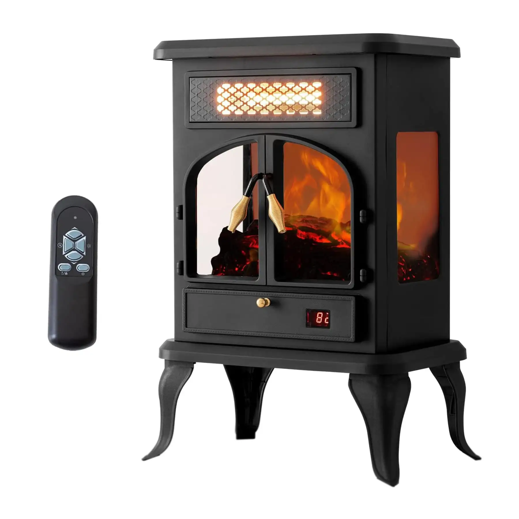 selectric Freestanding Portable Electric Fireplace Heater w/ Remote