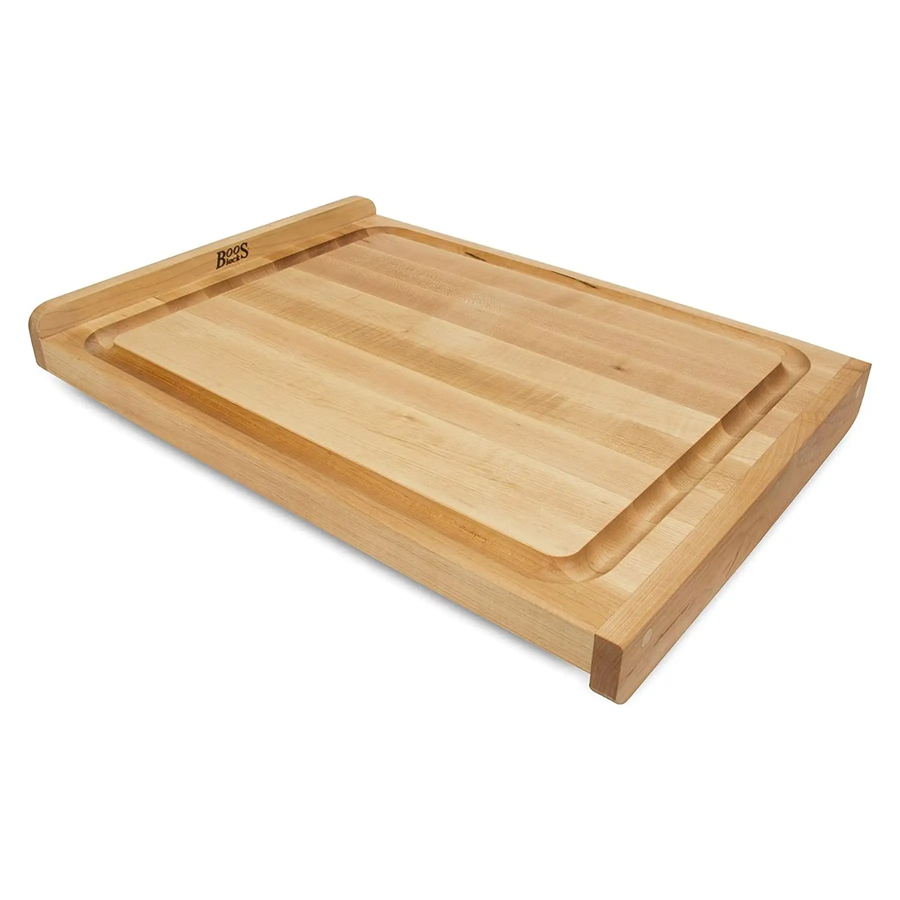 John Boos Countertop Reversible Wood Cutting Board with Juice Groove, Maple