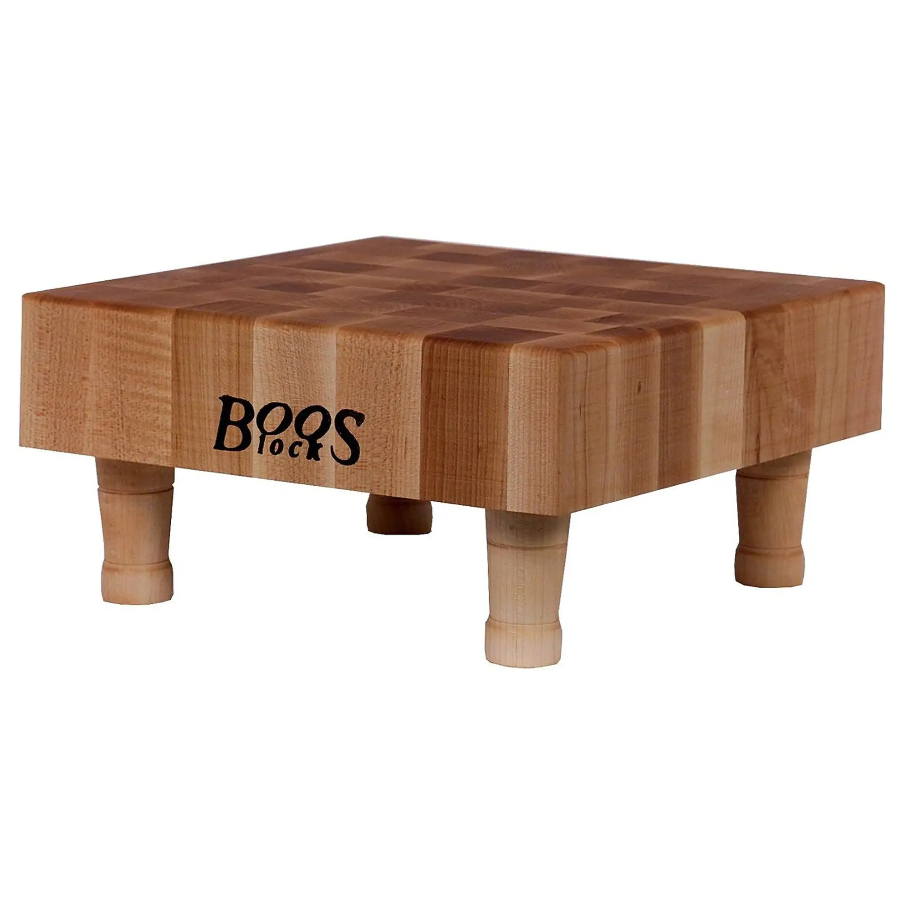 John Boos MC Series Square Wood Cutting Board with Feet, 12" x 12", Maple