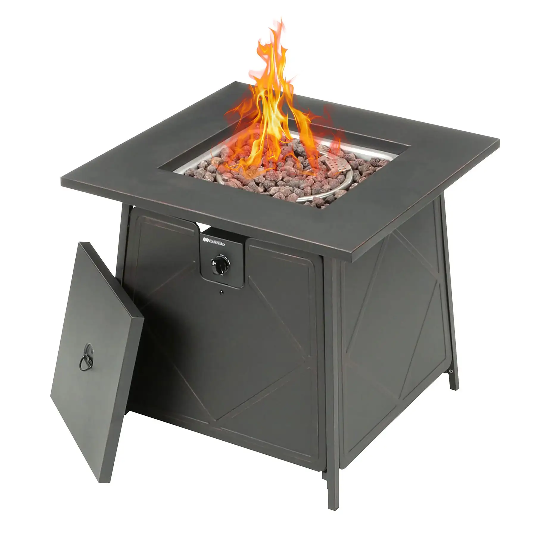 Four Seasons Courtyard Dual Heat 50,000 BTU Square Gas Tabletop Outdoor Fire Pit