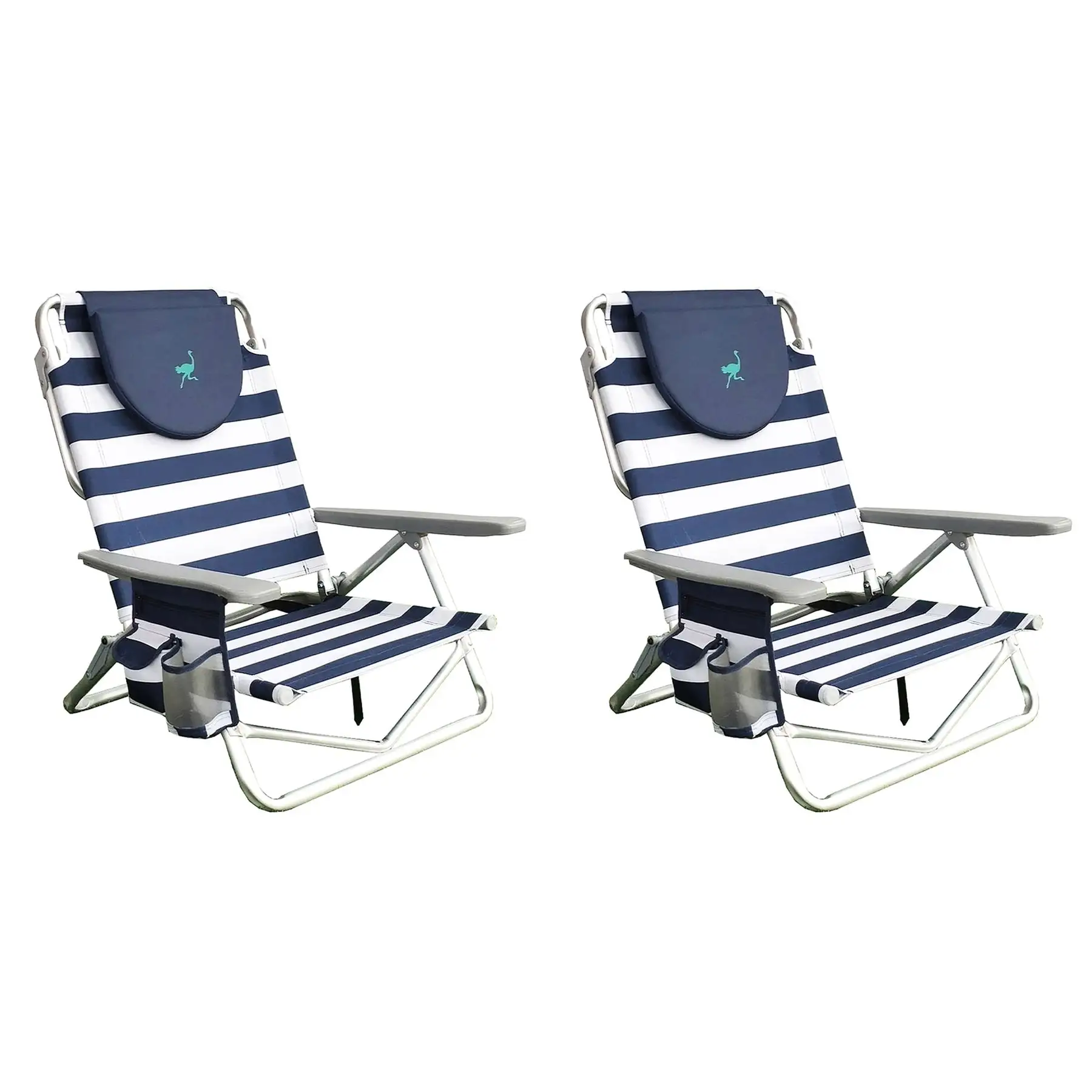 Ostrich On Your Back Sand Beach 6 Inch Off The Ground Lounge Chair (2 Pack)