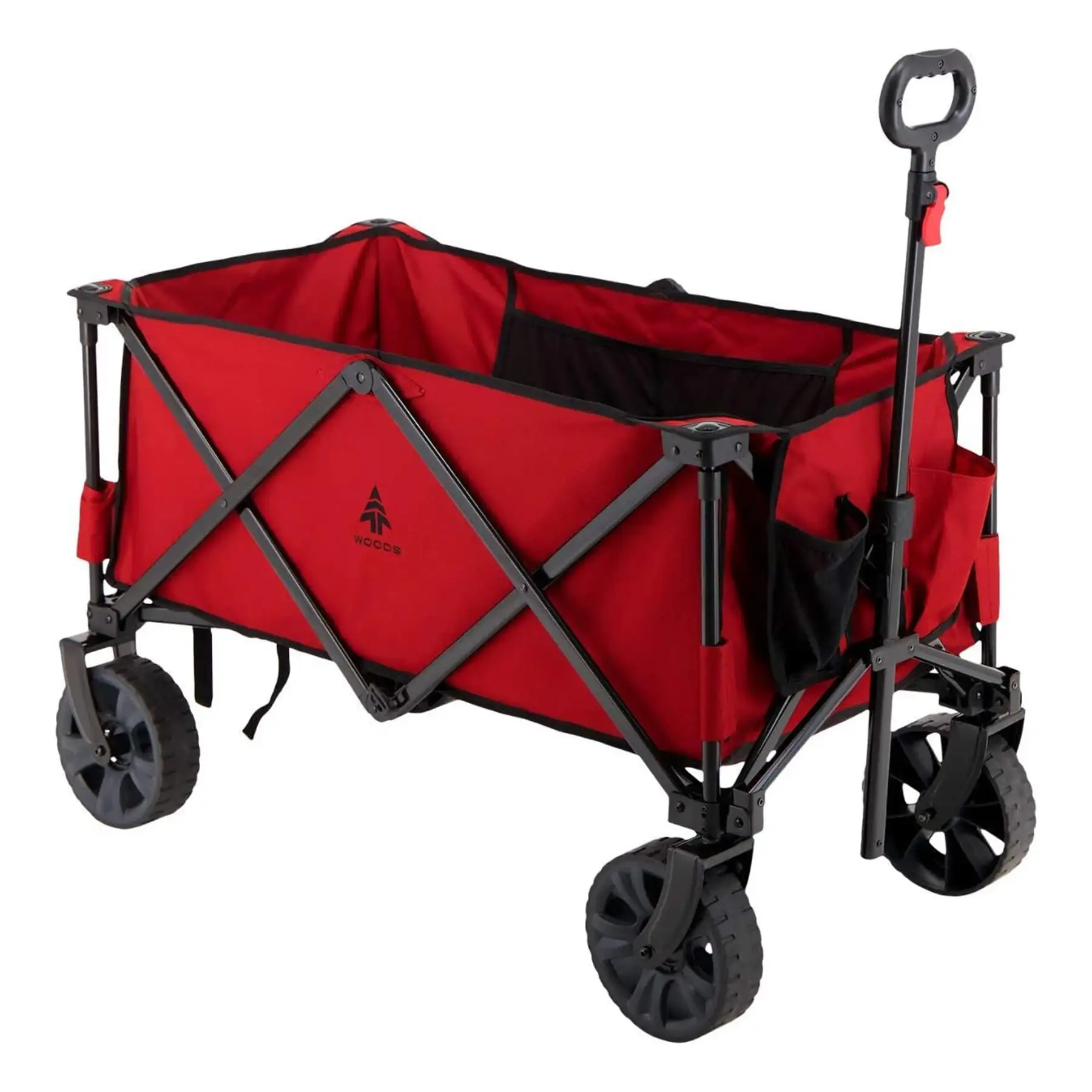 Woods Outdoor Collapsible Garden Utility Wagon Cart, Supports Up to 225 Lbs, Red