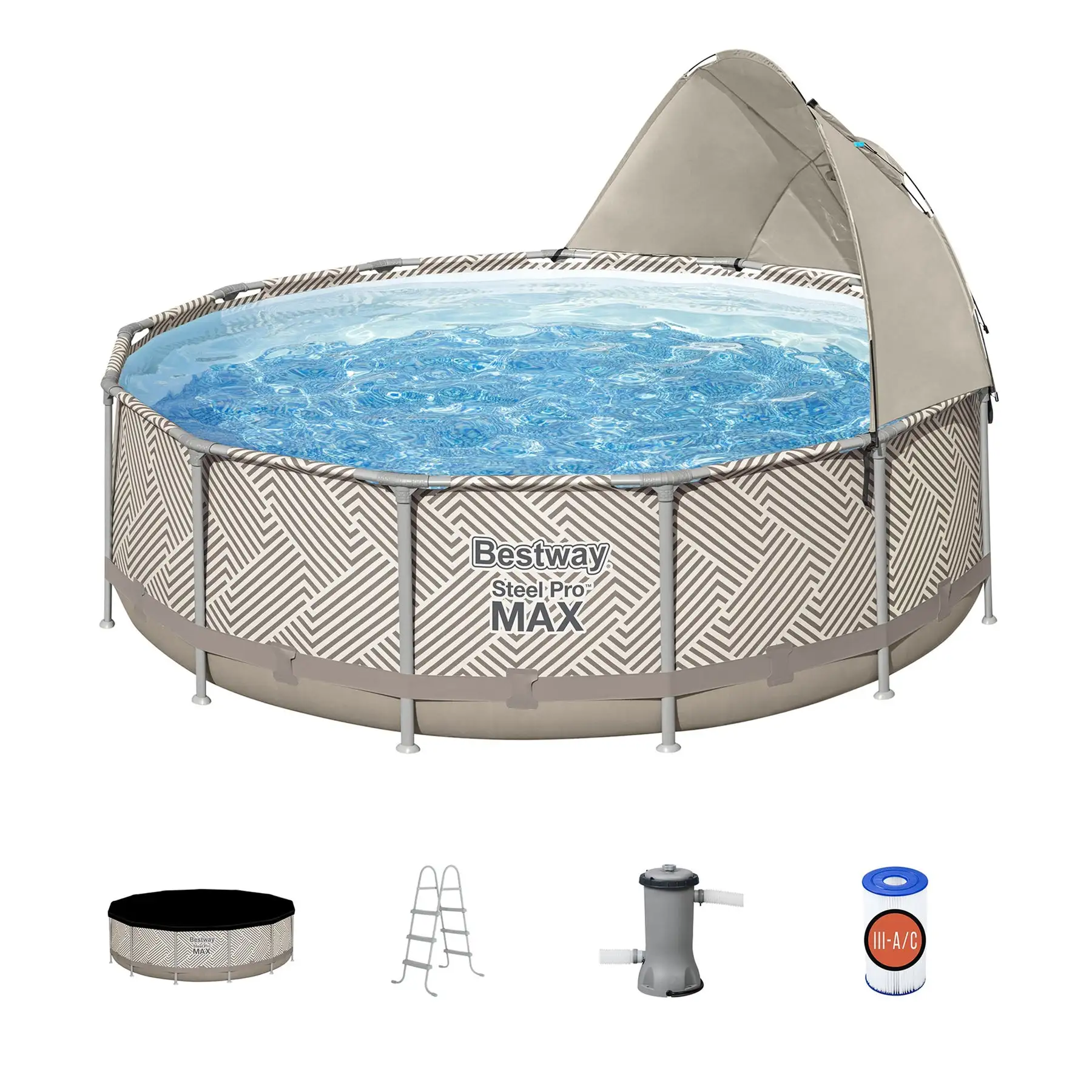 Bestway Steel Pro MAX 13' x 42" Round Above Ground Pool Set with Canopy & Ladder