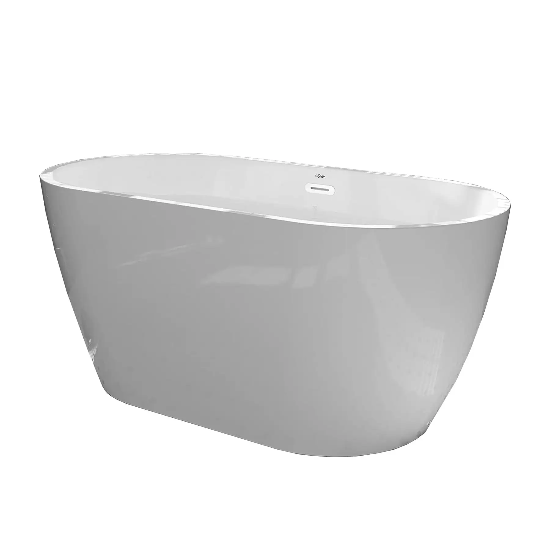 FerdY Bali 55 In Glossy Acrylic Freestanding Bathtub with Polished Chrome Drain