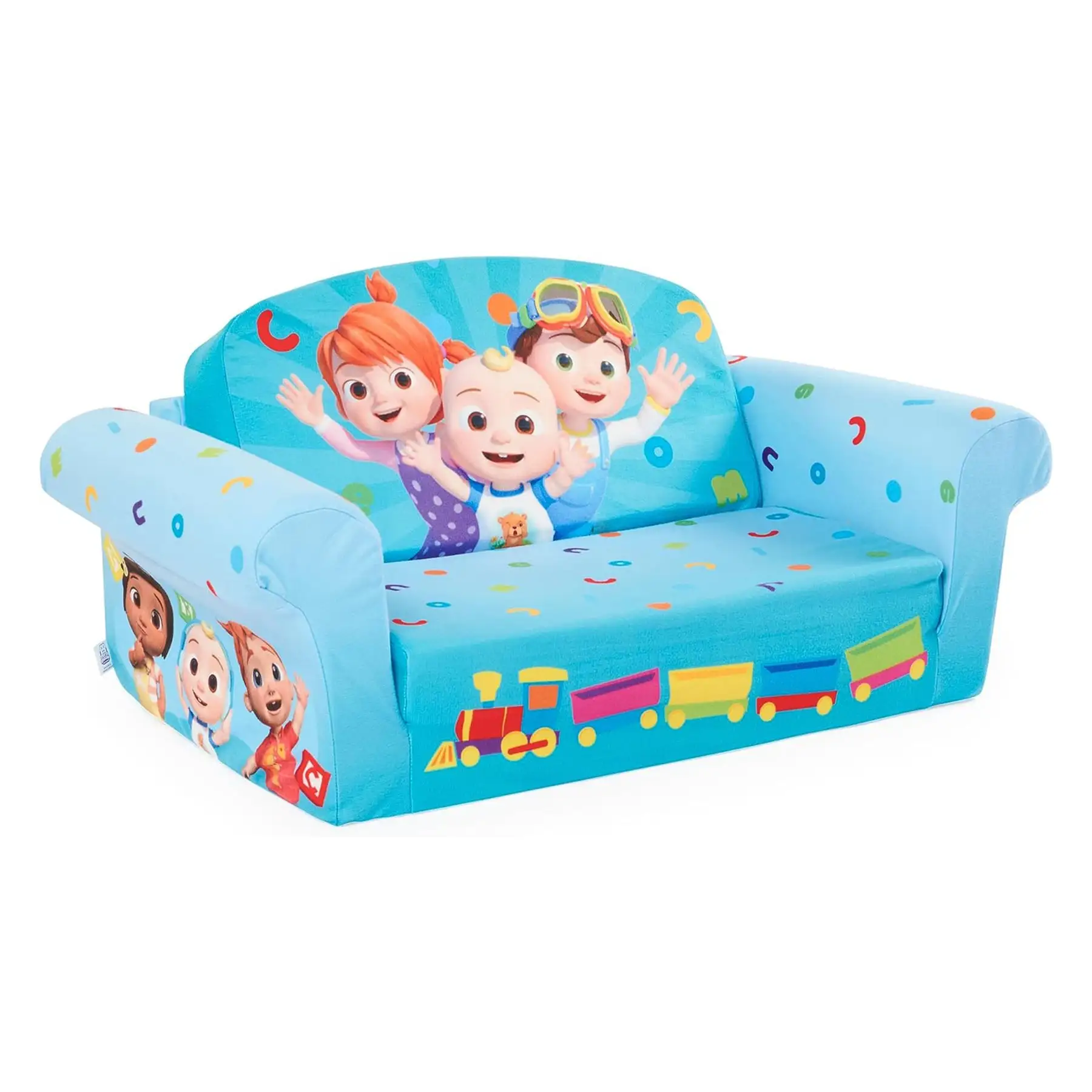 Marshmallow Furniture Kids 2-in-1 Flip Open Foam Compress Sofa Bed, Cocomelon