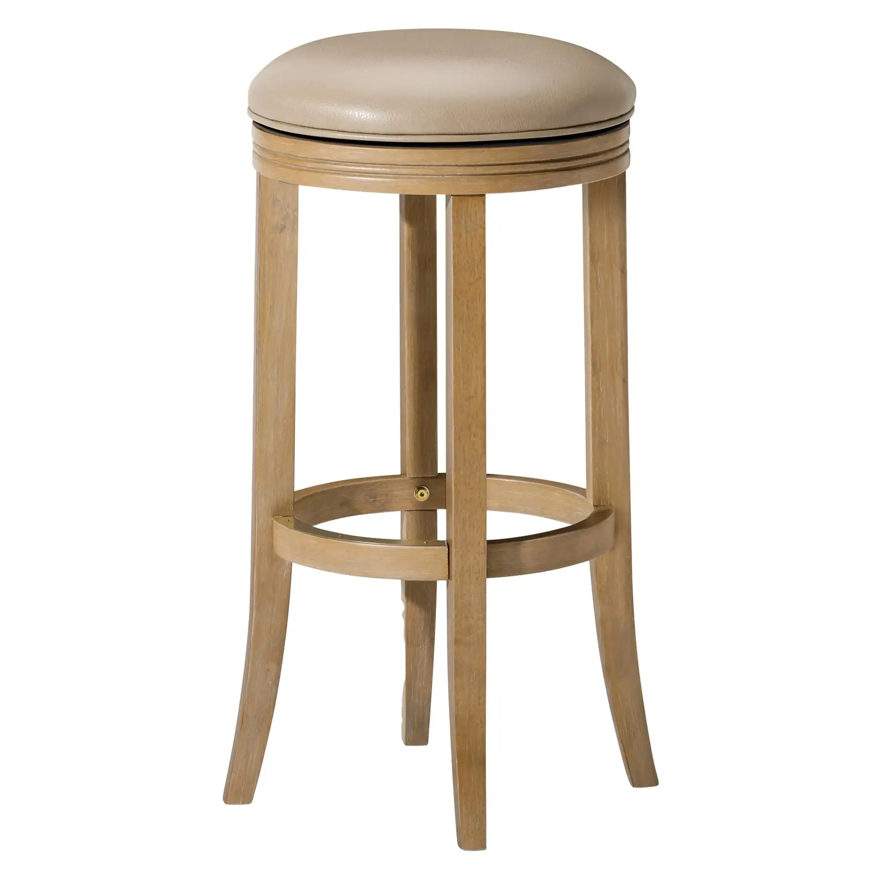 Maven Lane Eva Bar Stool in Weathered Oak Finish with Avanti Bone Vegan Leather