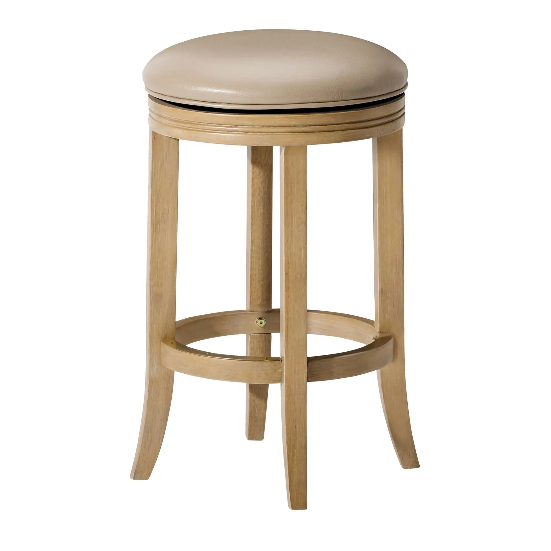 Maven Lane Eva Counter Stool, Weathered Oak Finish w/ Avanti Bone Vegan Leather