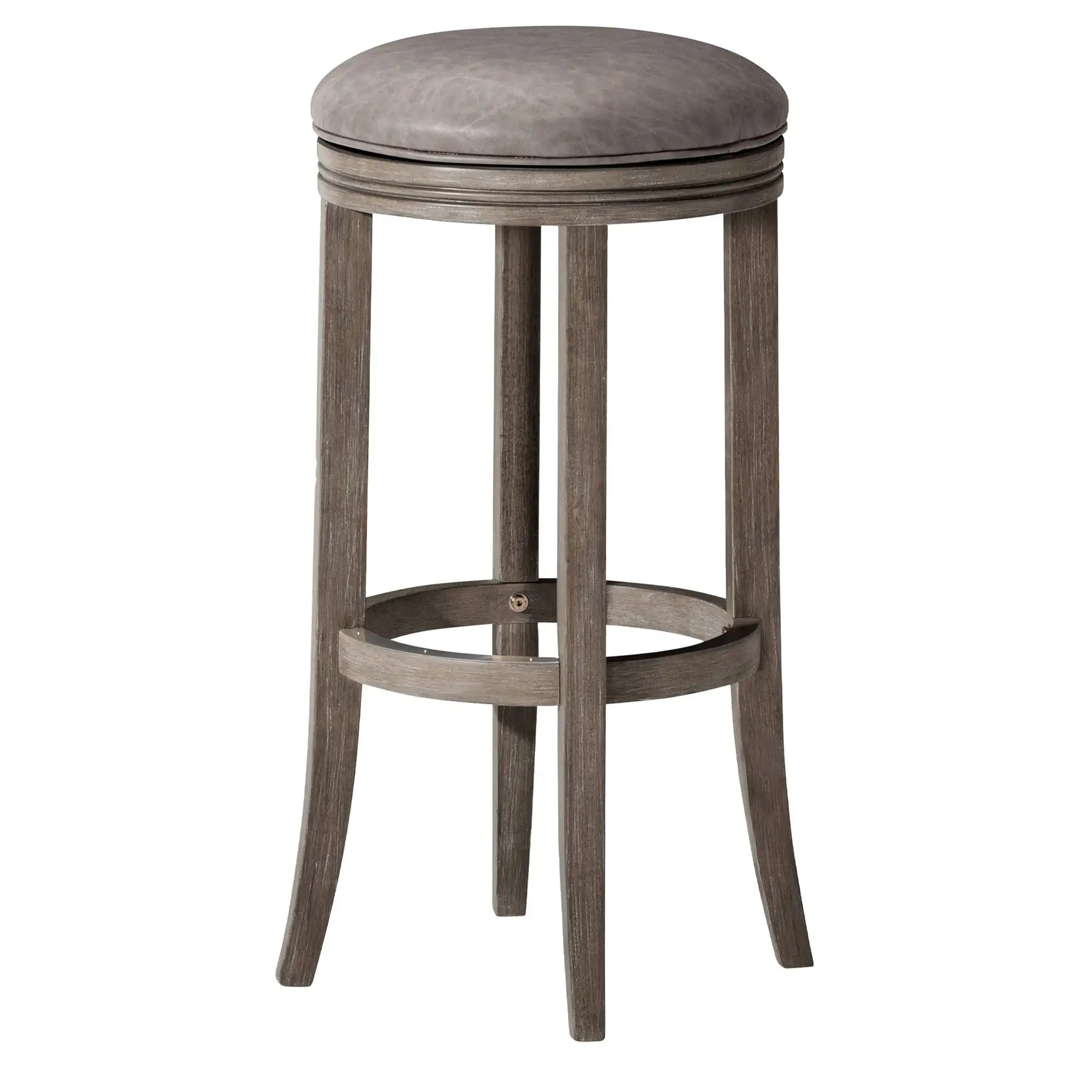 Maven Lane Eva Bar Stool in Reclaimed Oak Finish with Ronan Stone Vegan Leather