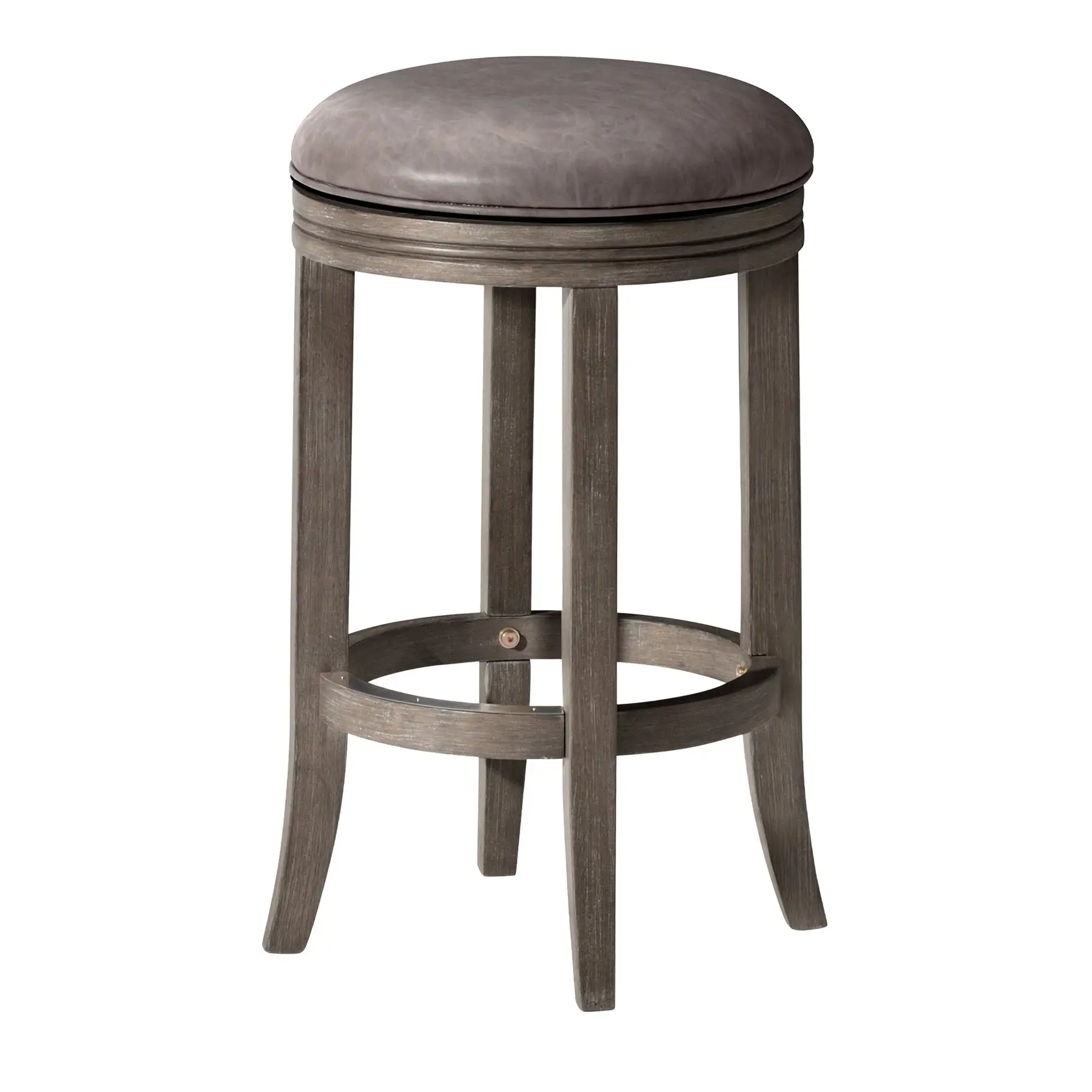 Maven Lane Eva Counter Stool, Reclaimed Oak Finish w/ Ronan Stone Vegan Leather