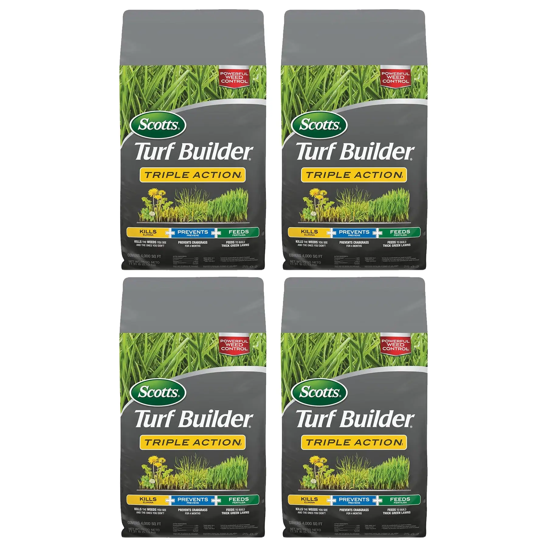 Scotts Turf Builder Triple Action Weed Destroyer & Lawn Fertilizer (4 Pack)