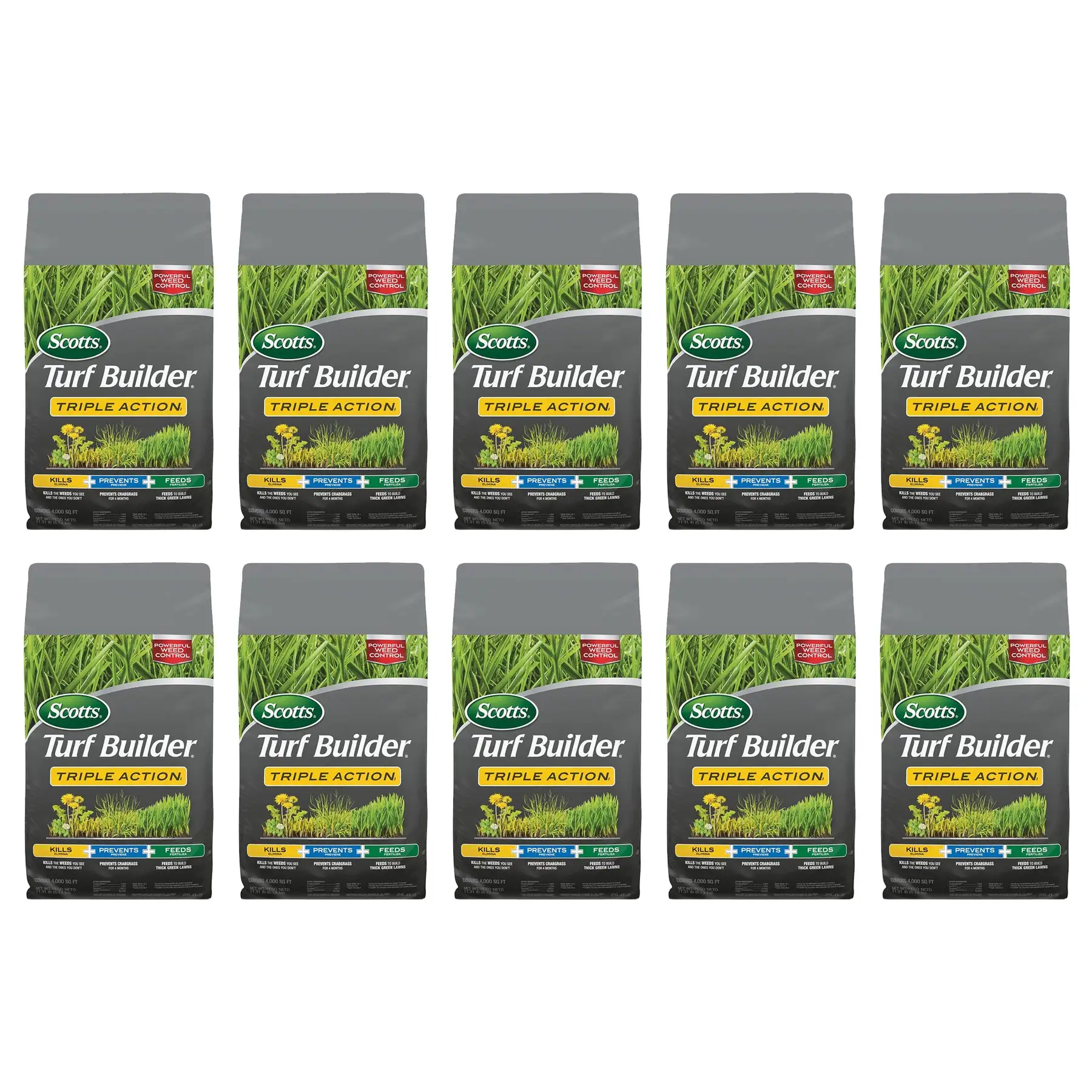 Scotts Turf Builder Triple Action Weed Destroyer & Lawn Fertilizer (10 Pack)