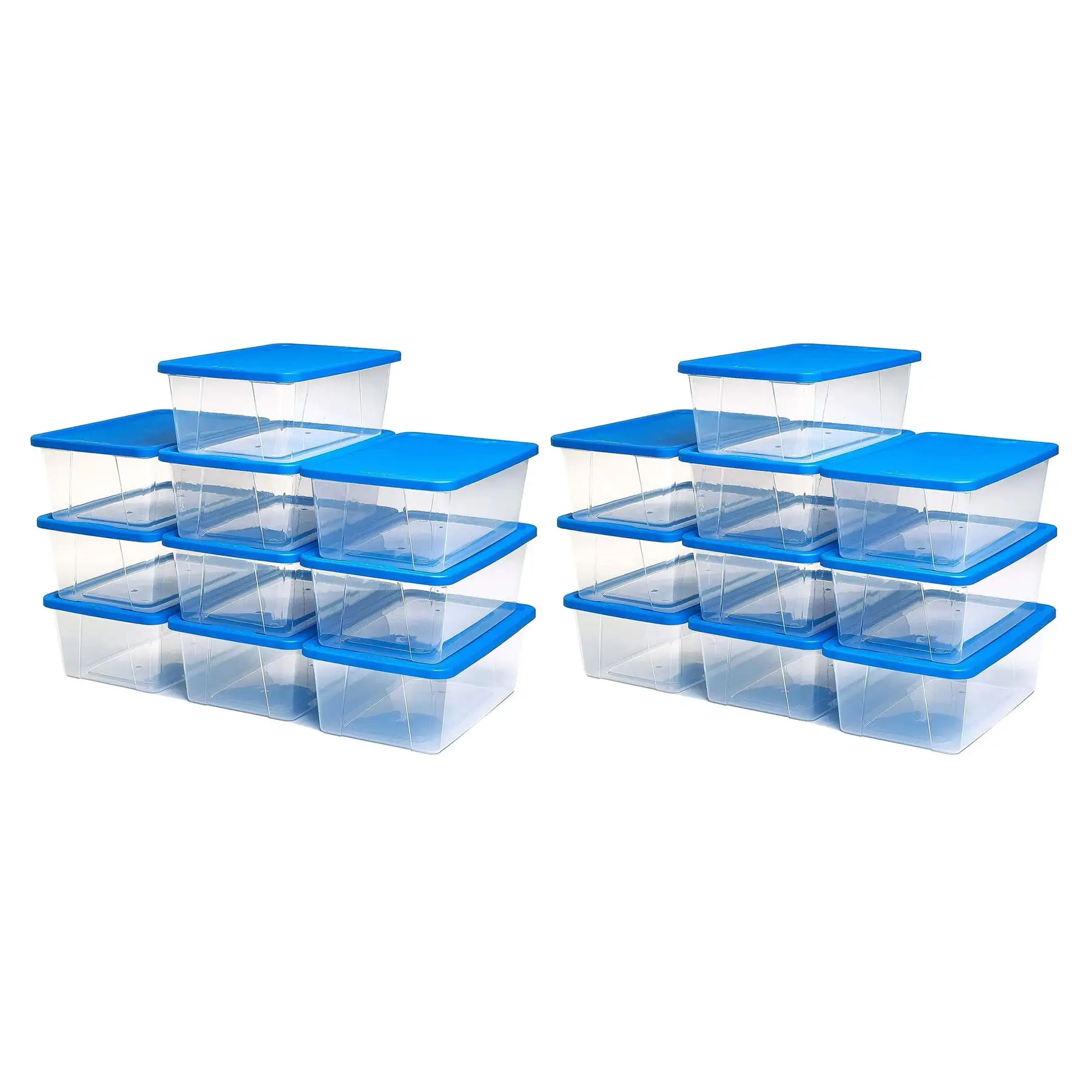 Homz Snaplock 6 Qt Stackable Plastic Storage Container w/Lid, Blue (20 Pack)