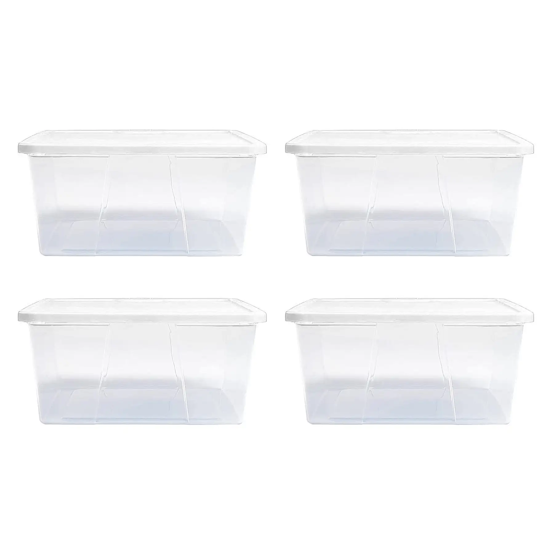 Homz 12 Qt Snaplock Clear Plastic Storage Container Bin with Secure Lid, 4 Pack