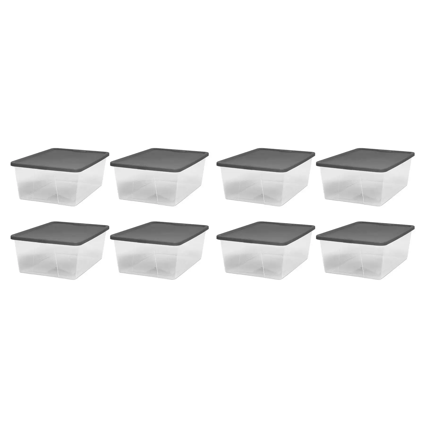 Homz 12 Qt Stackable Plastic Storage Container with Snaplock Lid, Gray (8 Pack)