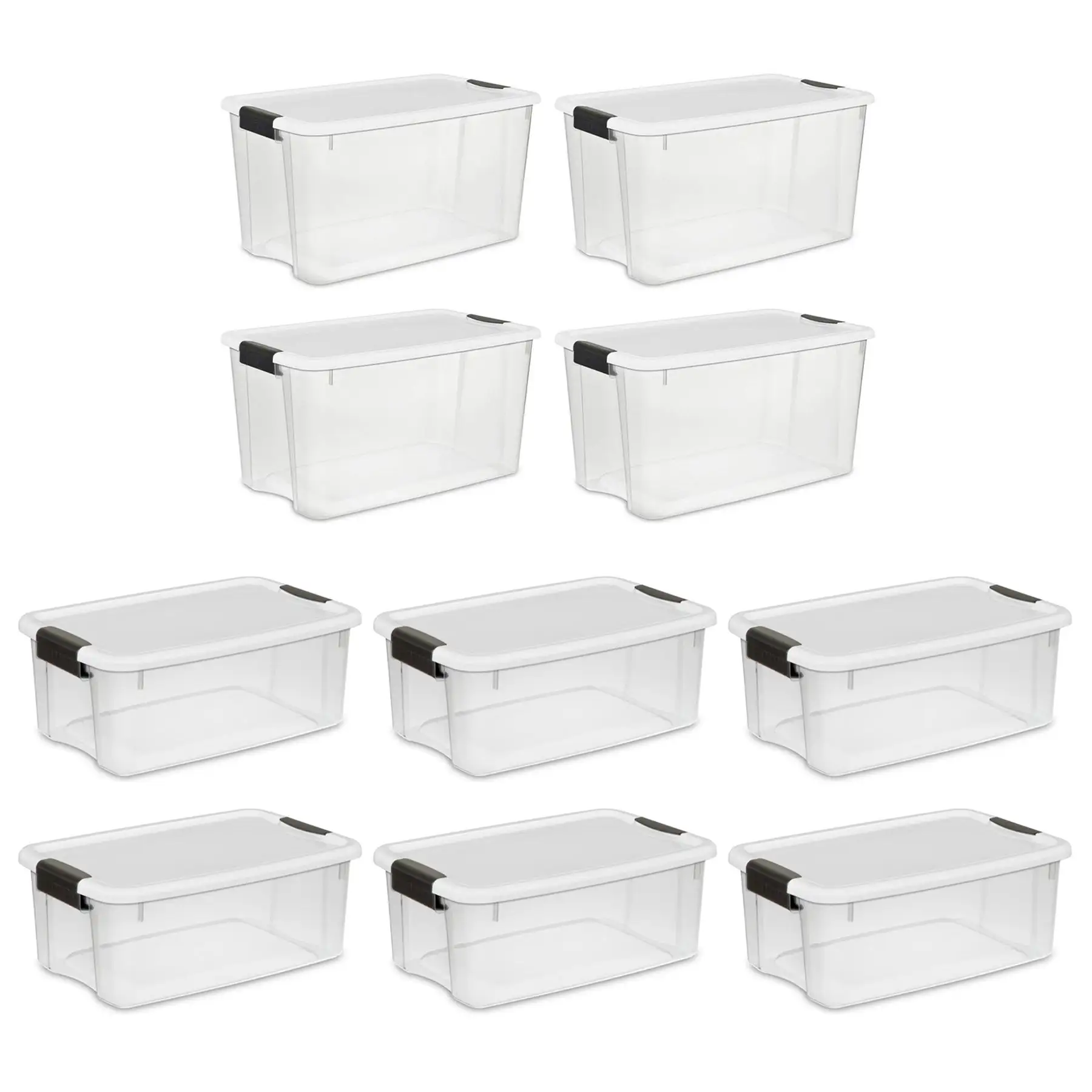 Sterilite 4 Sets of 70 Quart Latch Lid Tote & 6 Sets of 18 Quart Latch Lid Tote