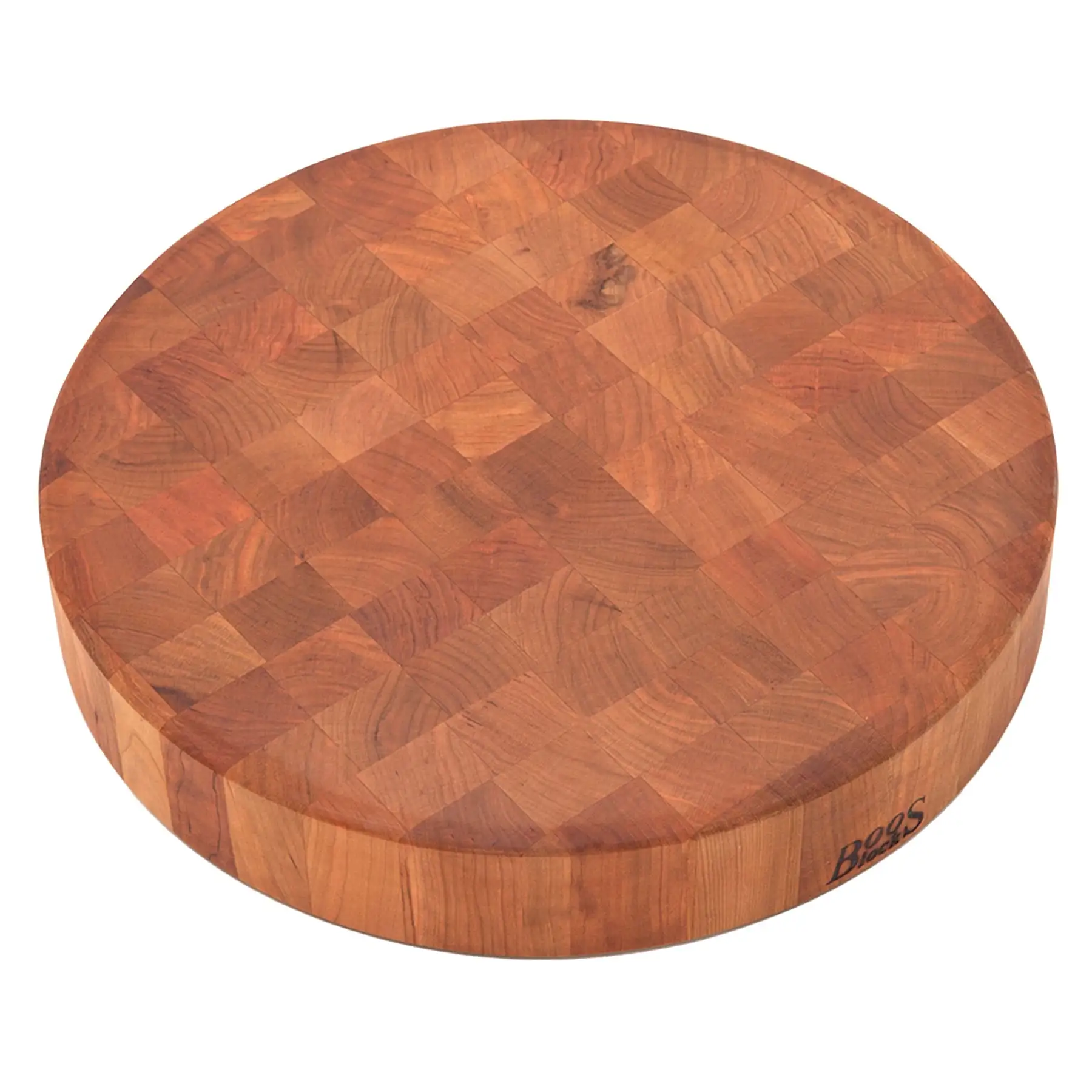 John Boos Cherry Wood End Grain Round Cutting Board for Kitchen, 18" x 18" x 3"