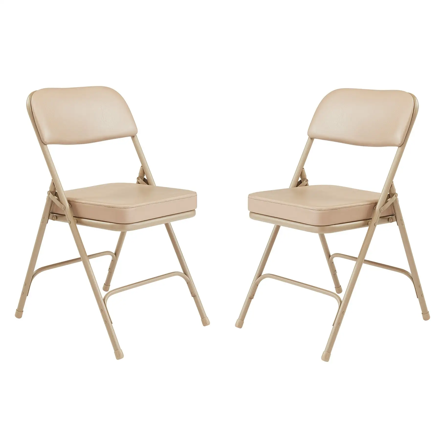 NPS 3200 Series 2" Cusion Vinyl Upholstered Office Folding Chair, Beige, 2 Pack