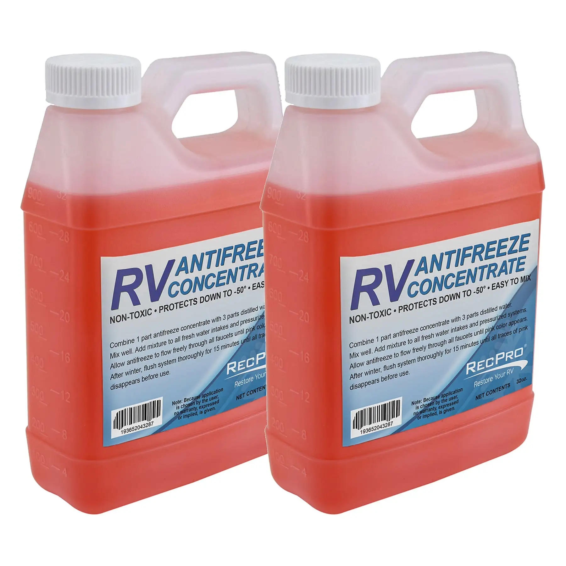 RecPro 32 Oz RV Antifreeze Concentrate Fluid for Winterizing Vehicles (2 Pack)