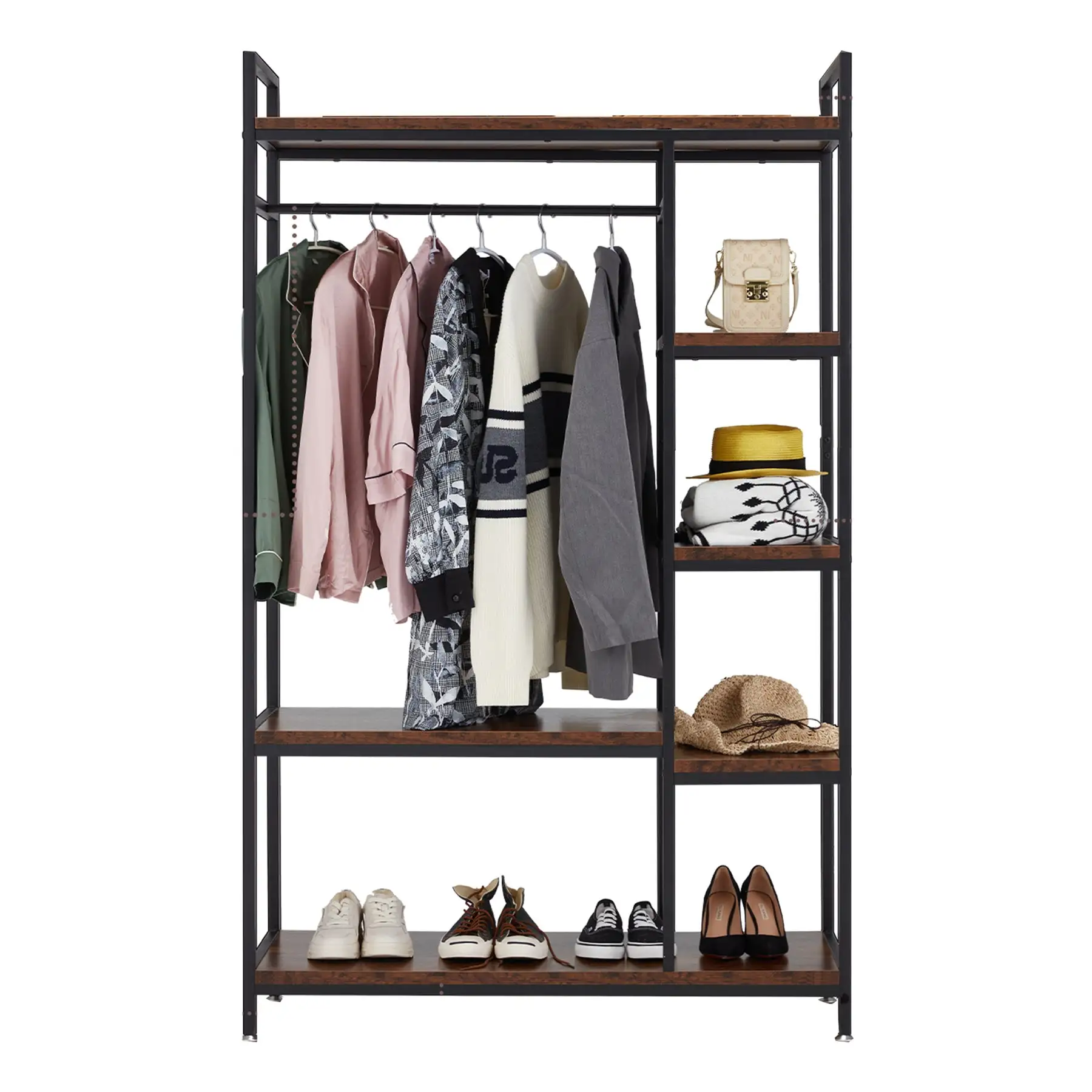 JOMEED Freestanding Closet Clothing Rack Organizer with Shelves and Hanging Rod