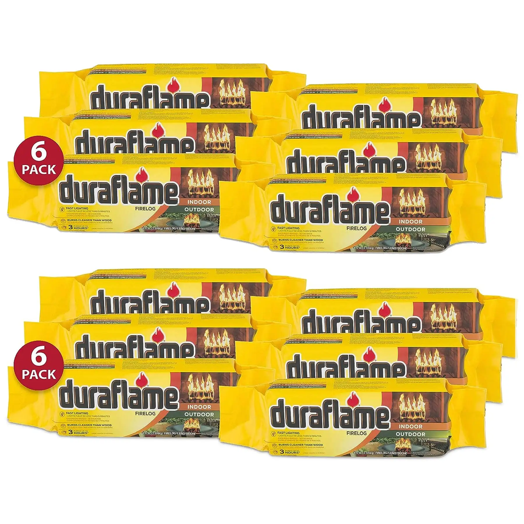 Duraflame 4.5lb Indoor Outdoor Fireplace Fire Pit Firelog, 3 Hr Burn Time, 12 Pk