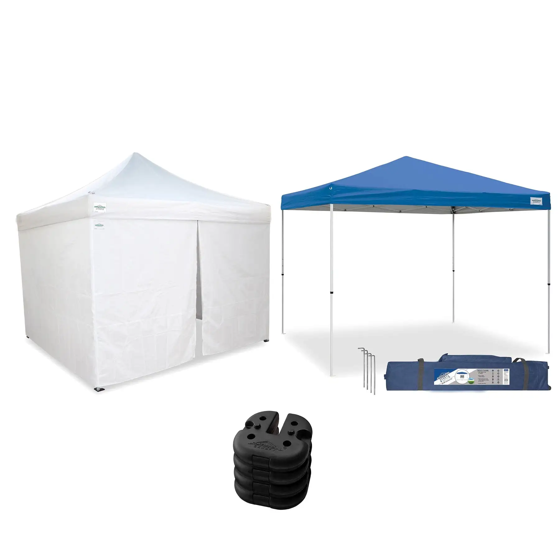 Caravan Canopy V Series Sidewall Kit and 10x10' Canopy Kit with 4 Weight Plates