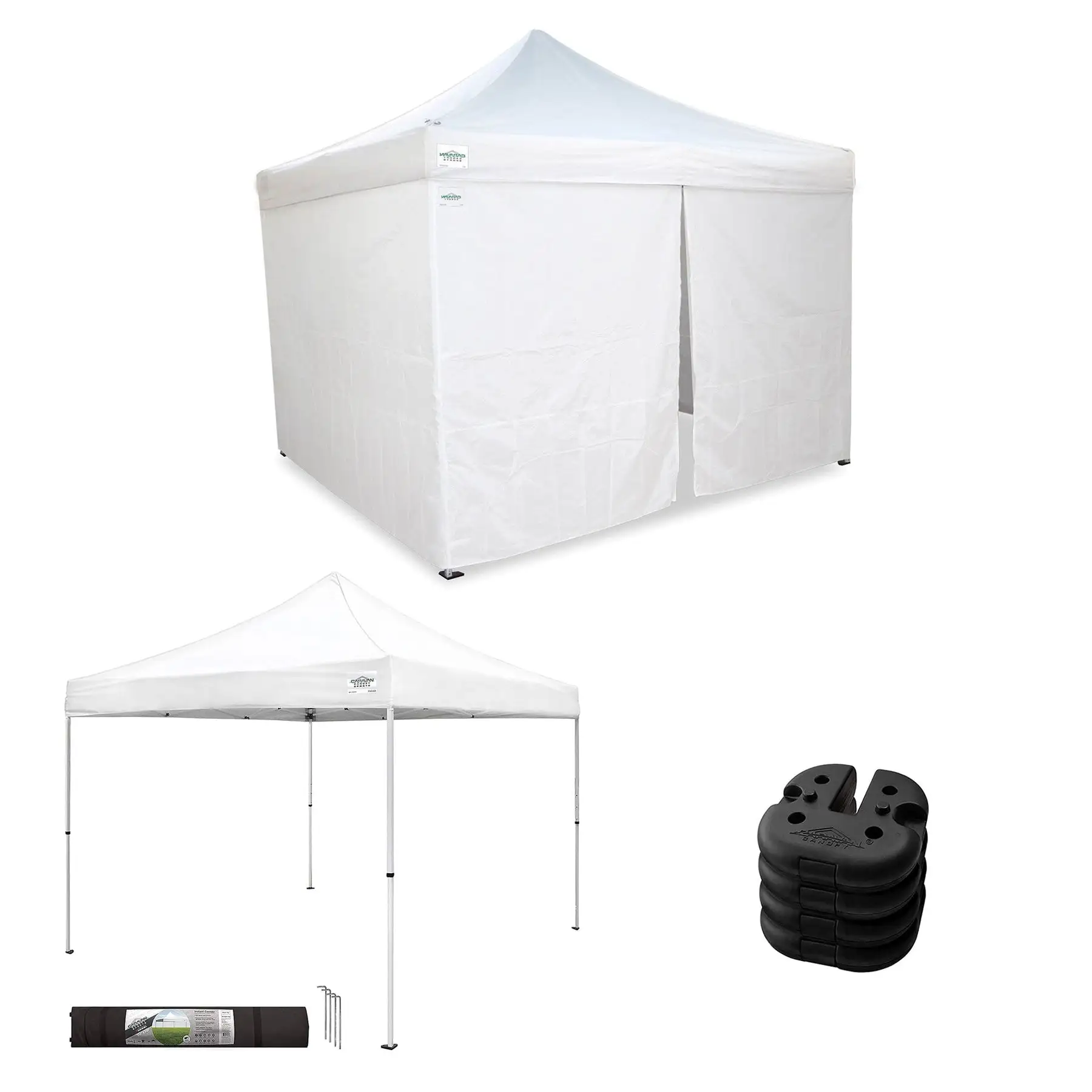 Caravan Canopy V Series Sidewalls & M Series Shade Tent & Set of 4 Weight Plate