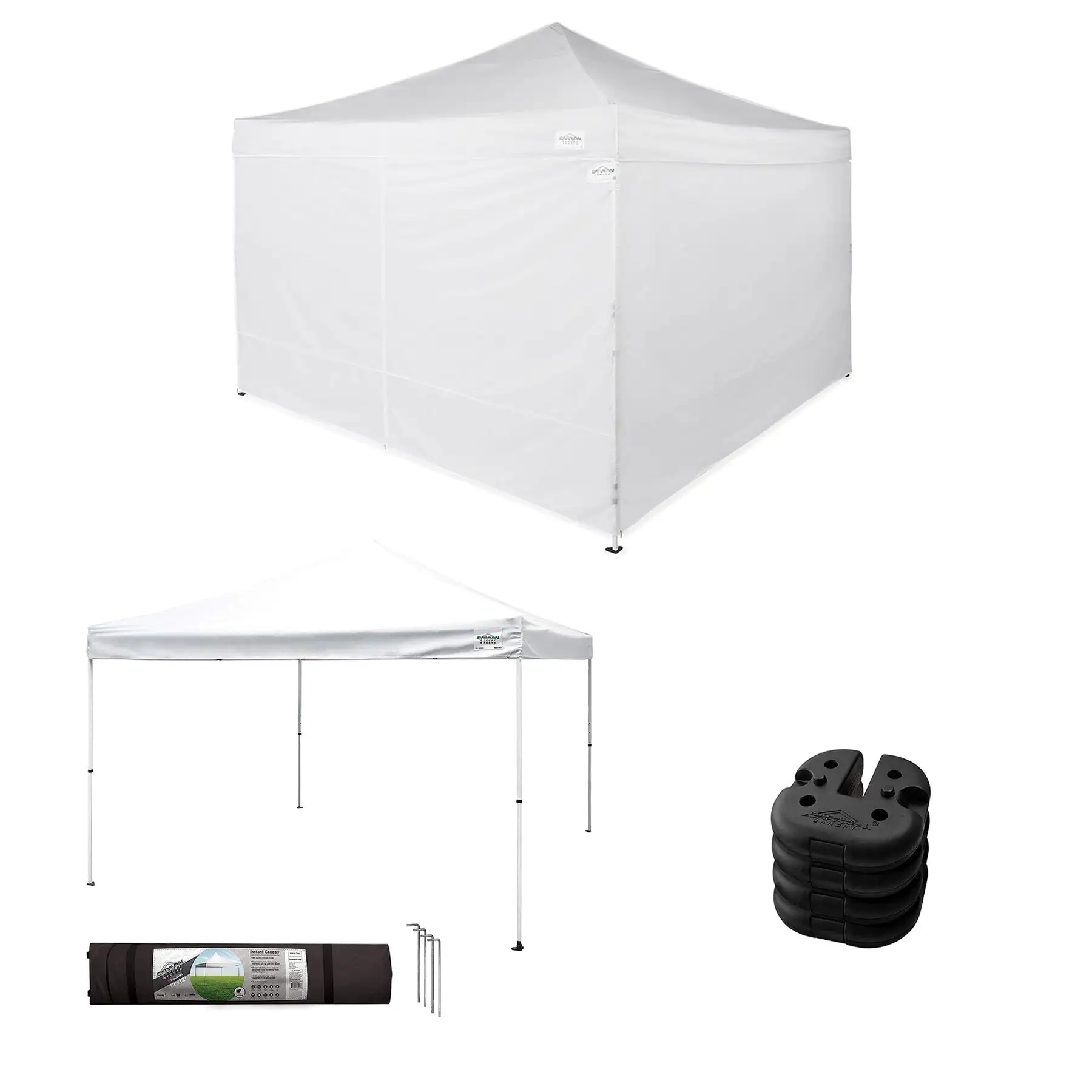 Caravan Canopy Straight Leg Instant Canopy and Sidewalls w/Set of 4 Weights