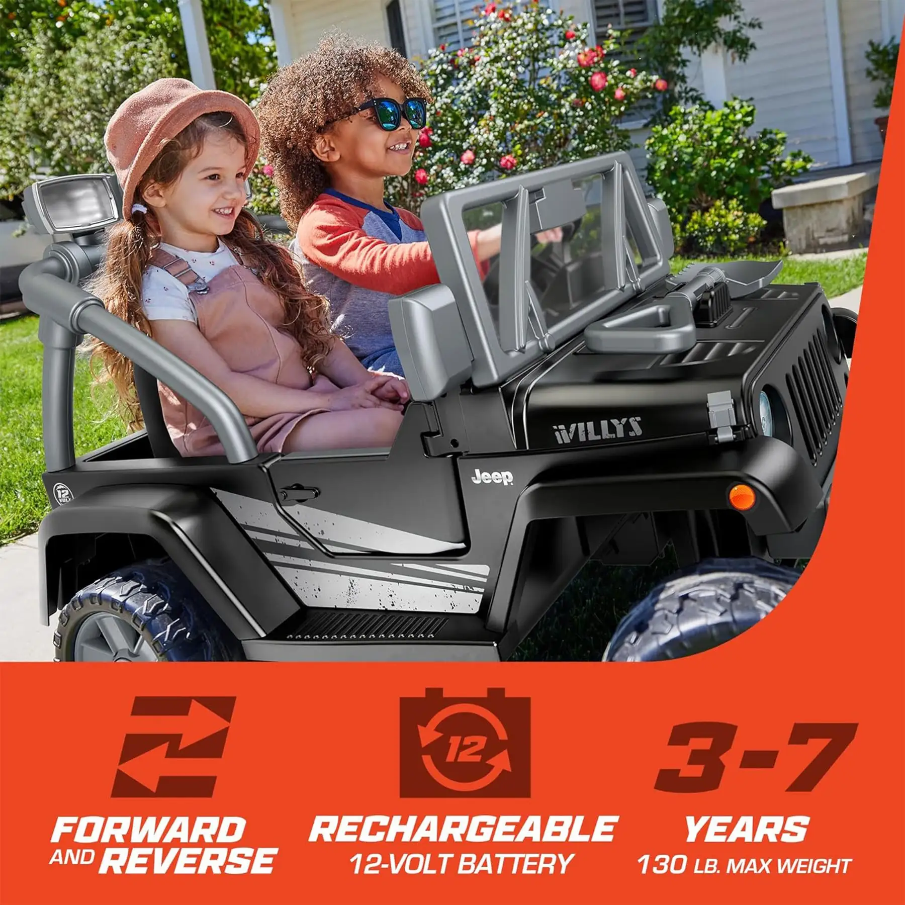 Power Wheels Jeep Wrangler Willys 2 Seater Toddler Kids Ride On Car SUV ...