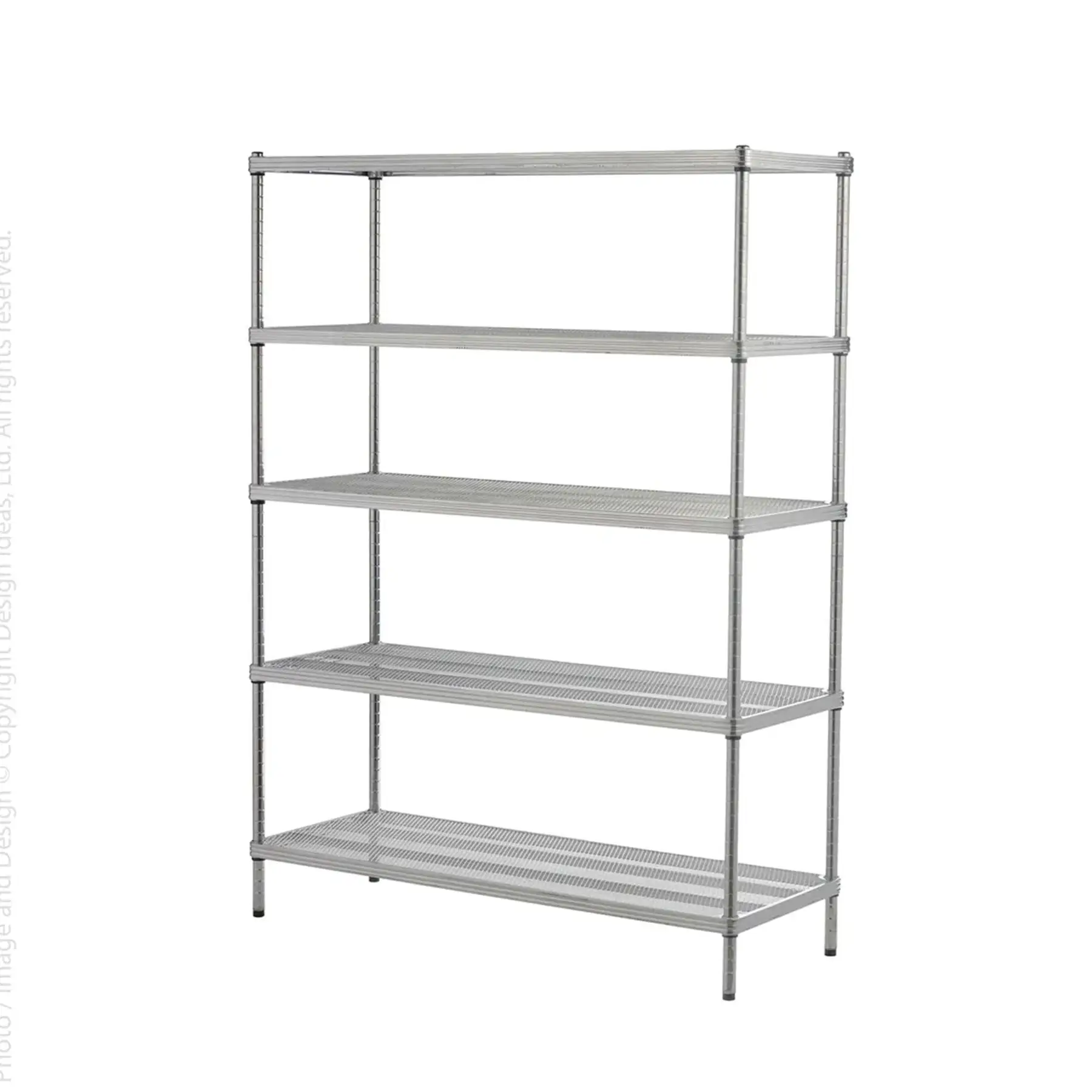 Design Ideas MeshWorks 5 Tier Full-Size Metal Storage Shelving Unit Rack, Silver