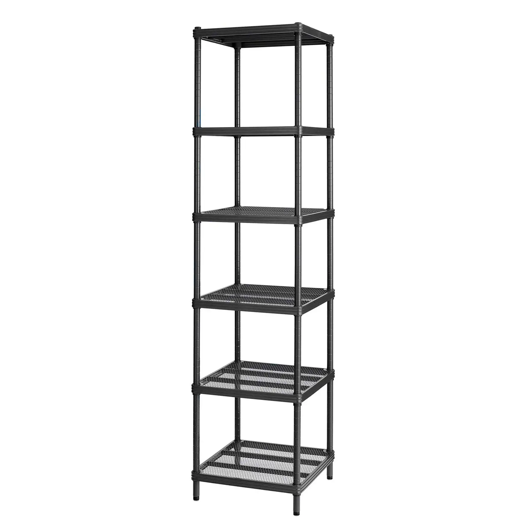 Design Ideas MeshWorks 6 Tier Tower Metal Storage Shelving Unit Rack, Black