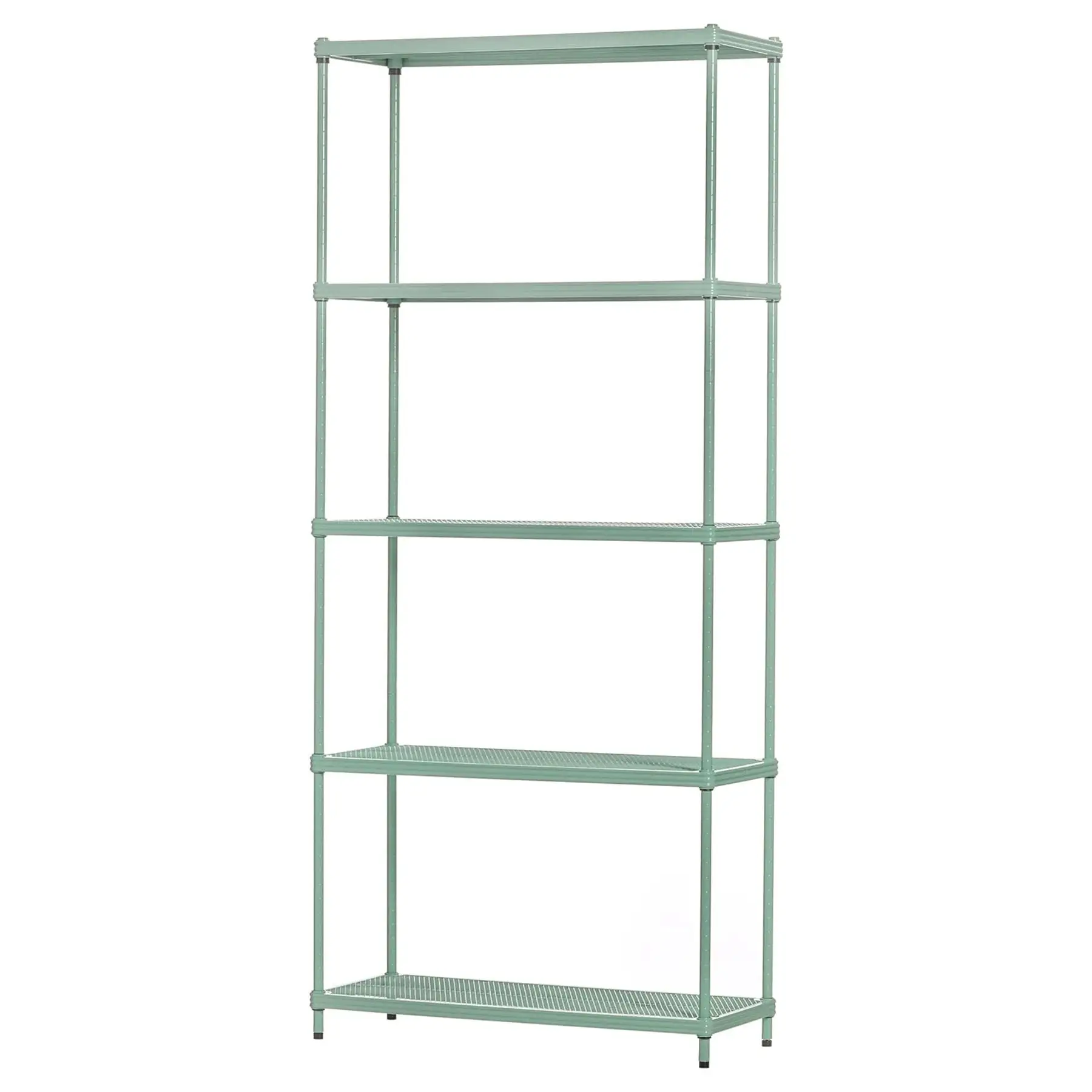 Design Ideas MeshWorks 5 Tier Metal Storage Shelving Unit Rack Bookshelf, Green