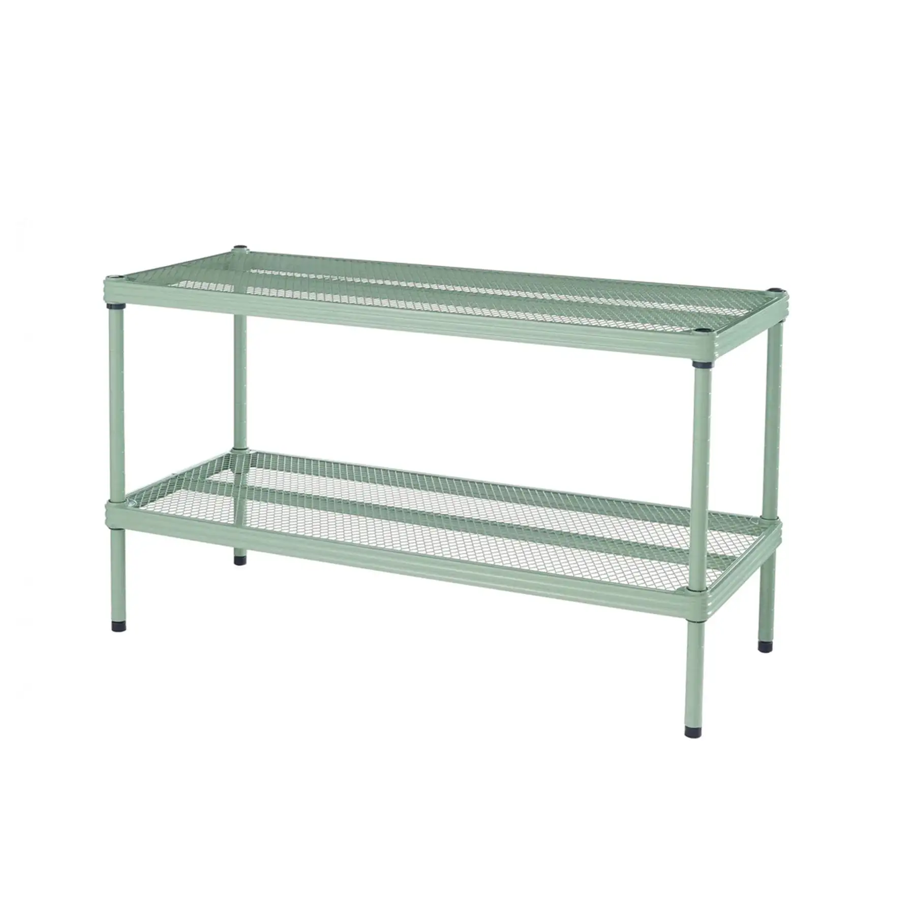 Design Ideas MeshWorks 2 Tier Full Size Metal Storage Shelving Unit, Sage Green