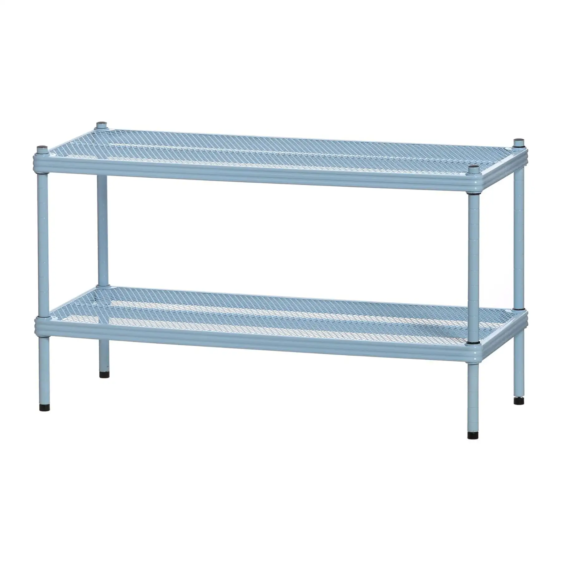 Design Ideas MeshWorks 2 Tier Full Metal Storage Shelving Unit Rack, Sky Blue