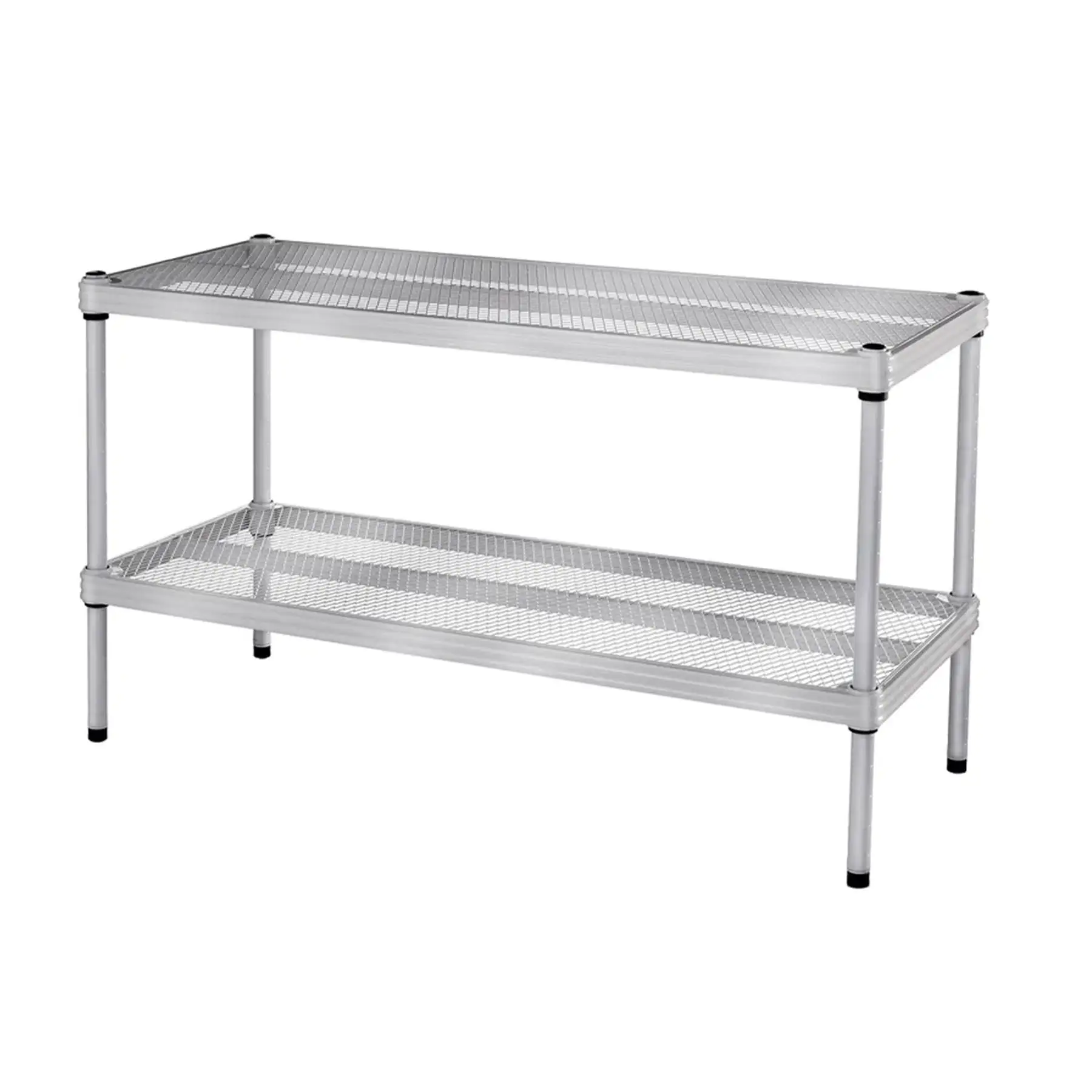 Design Ideas MeshWorks 2 Tier Full-Size Metal Storage Shelving Unit Rack, Silver