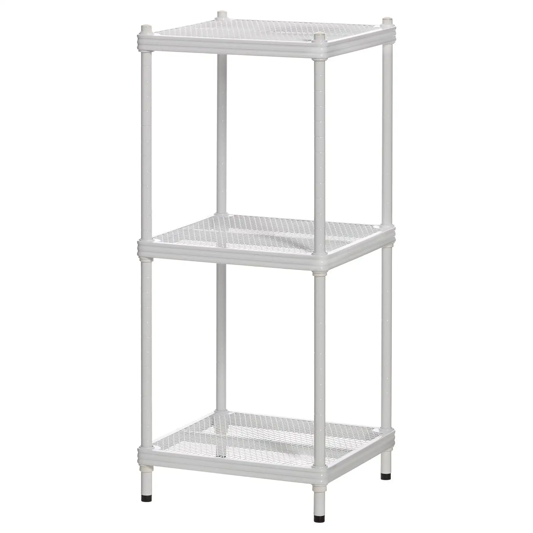 Design Ideas MeshWorks 3 Tier Tower Metal Storage Shelving Unit Rack, White