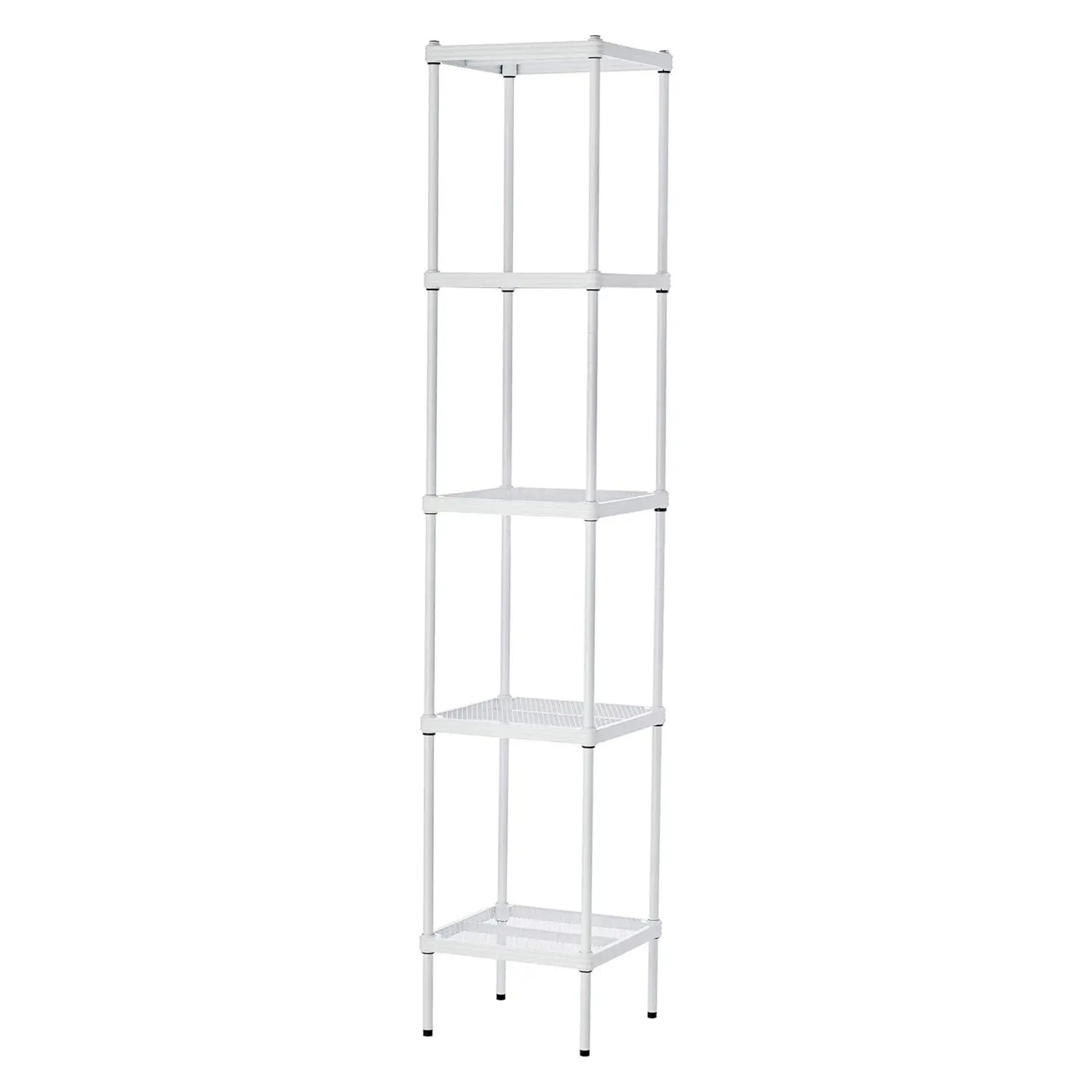 Design Ideas MeshWorks 5 Tier Tower Metal Storage Shelving Unit Rack, White