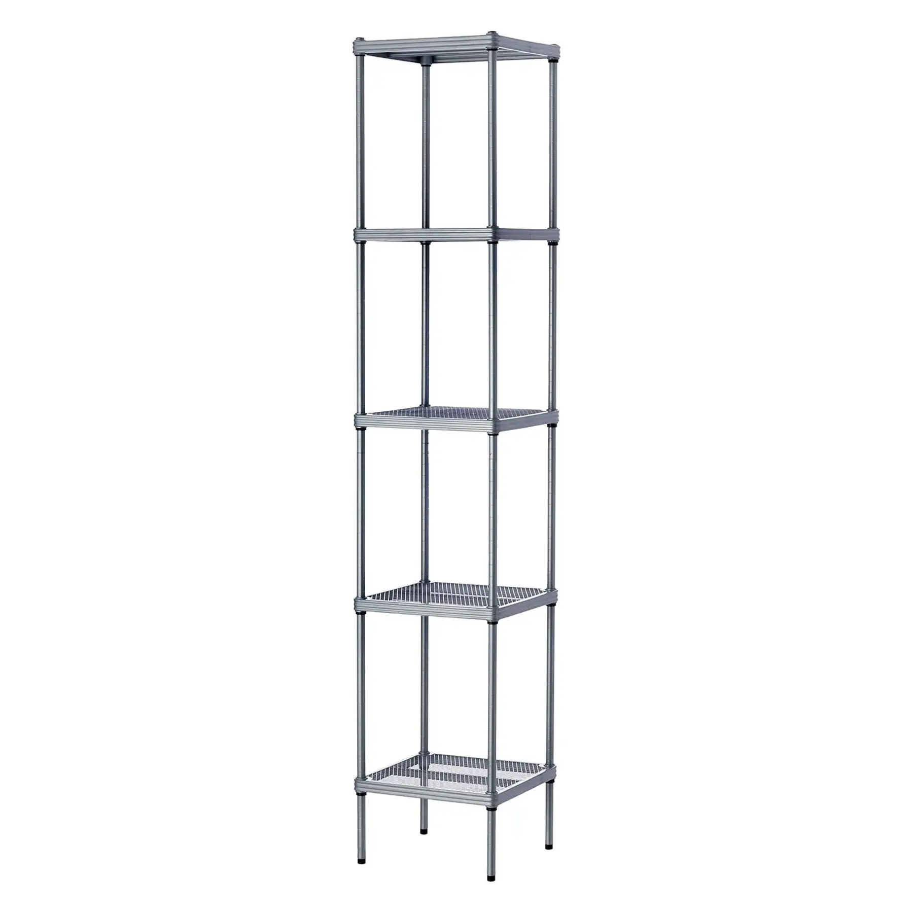 Design Ideas MeshWorks 5 Tier Tower Metal Storage Shelving Unit Rack, Silver