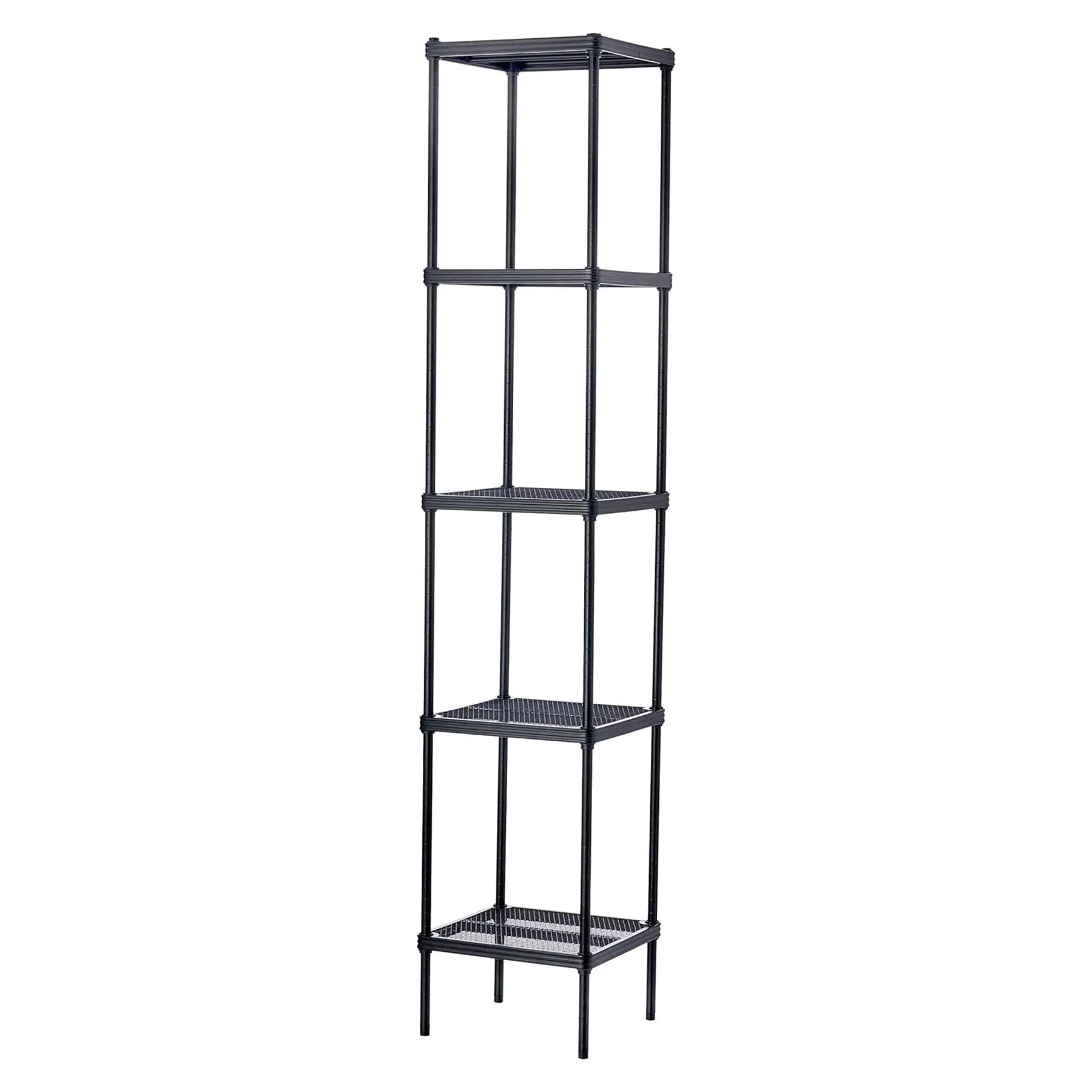 Design Ideas MeshWorks 5 Tier Tower Metal Storage Shelving Unit Rack, Black