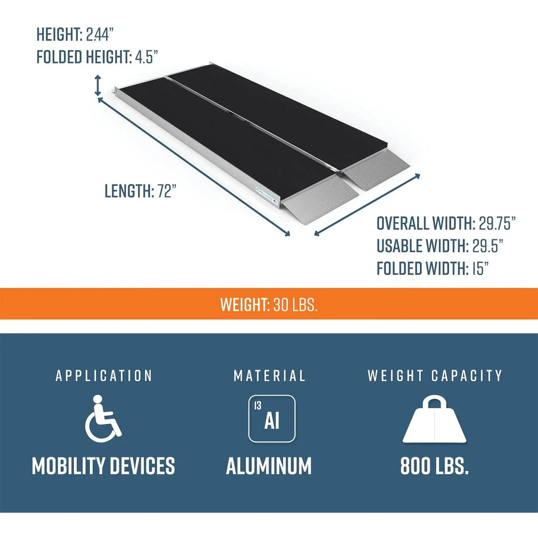 Slip Proof Ramp EZ-Access 6Ft Suitcase Singlefold Portable Ramp w/Surface Slip ...