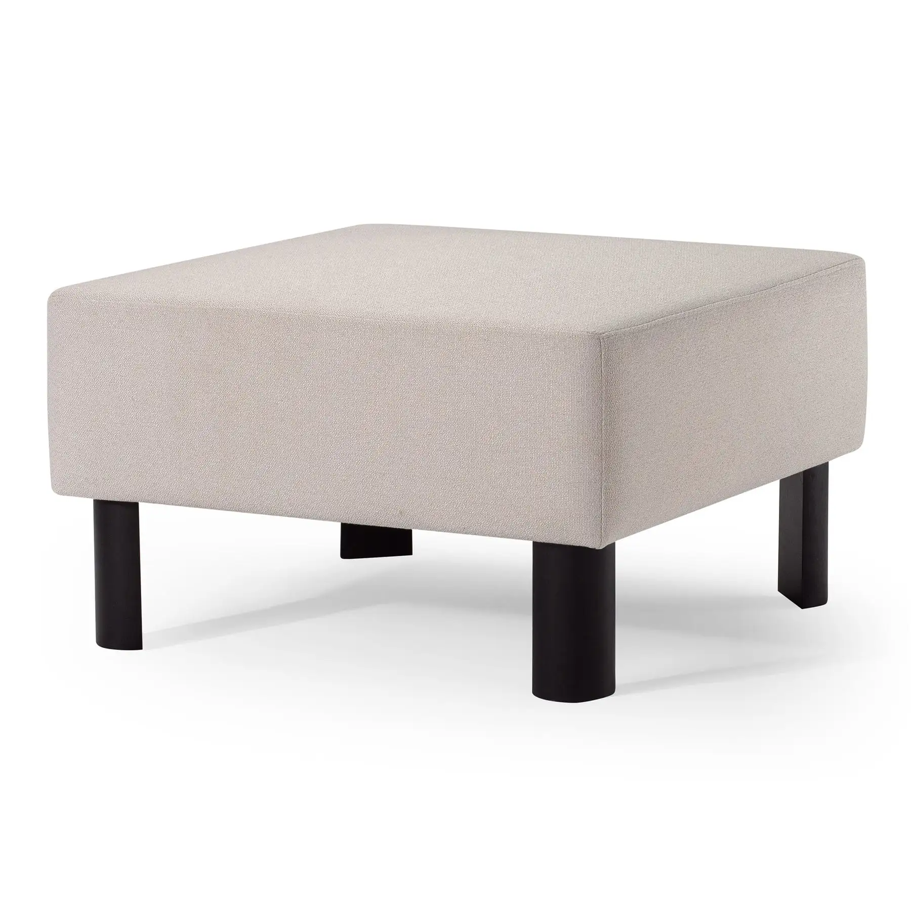 Maven Lane Lena Contemporary Upholstered Ottoman with Refined Black Wood Finish