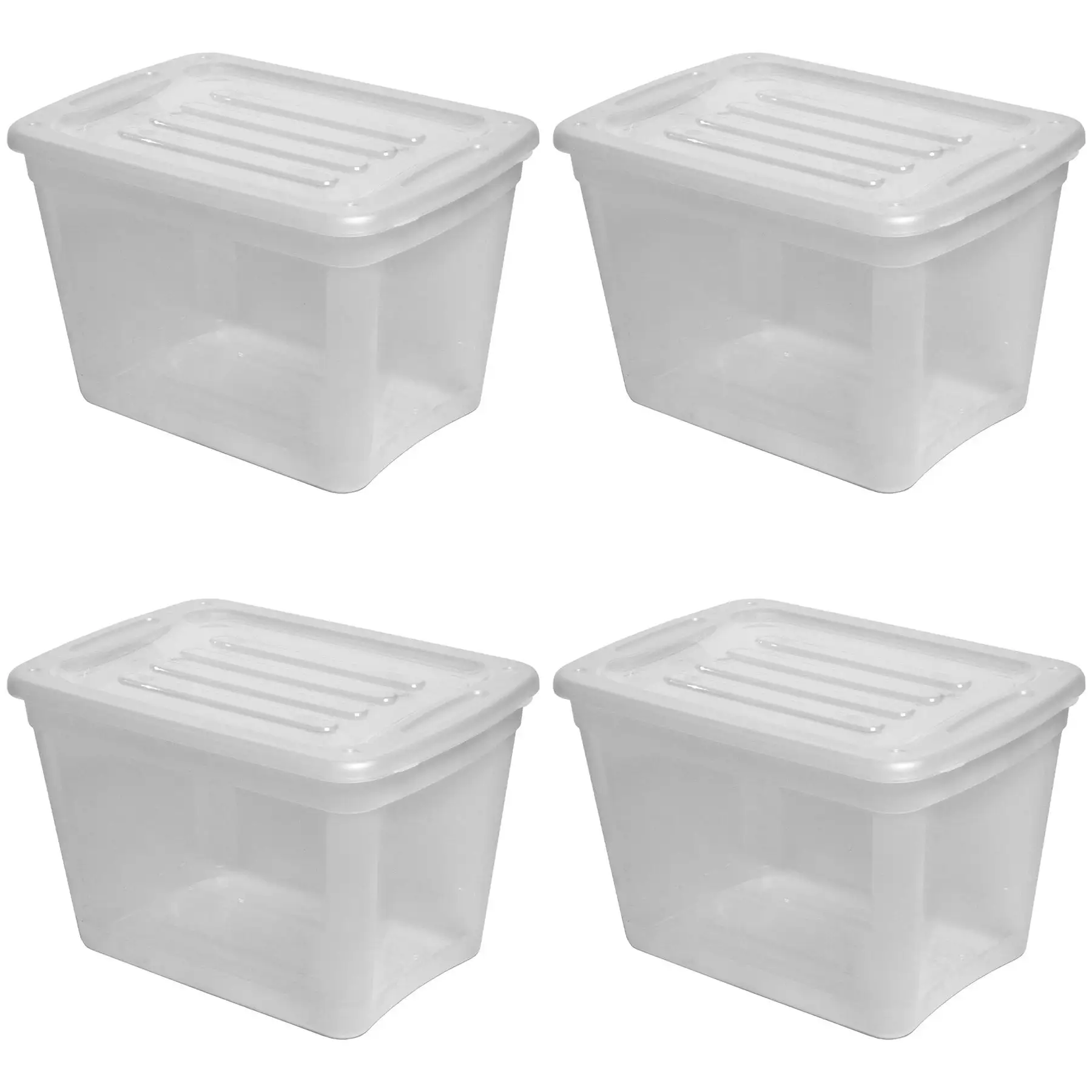 Gracious Living 10 gal Stackable Storage Container Bin w/Lid, Clear (4 Pack)