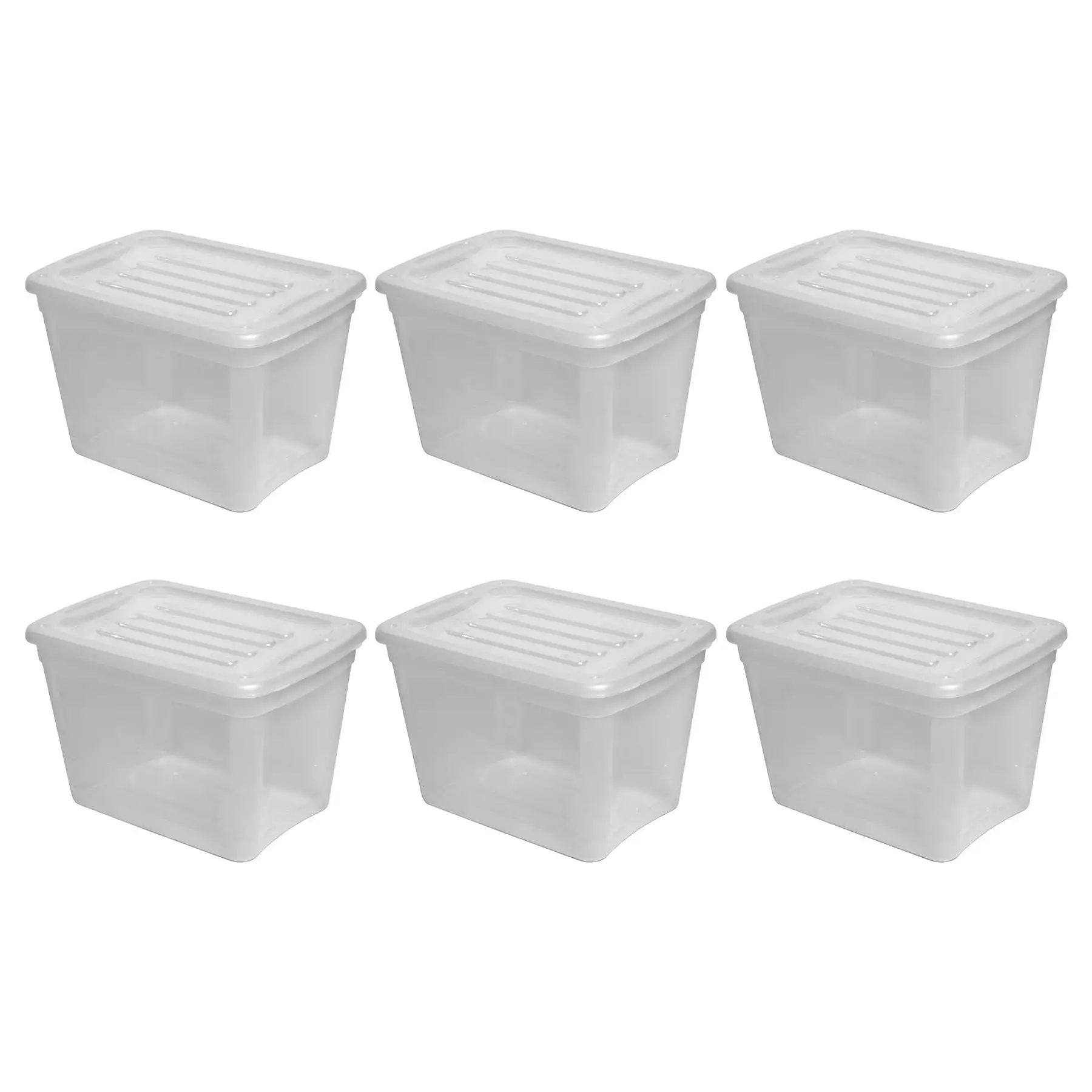 Gracious Living 10 gal Stackable Storage Container Bin w/Lid, Clear (6 Pack)