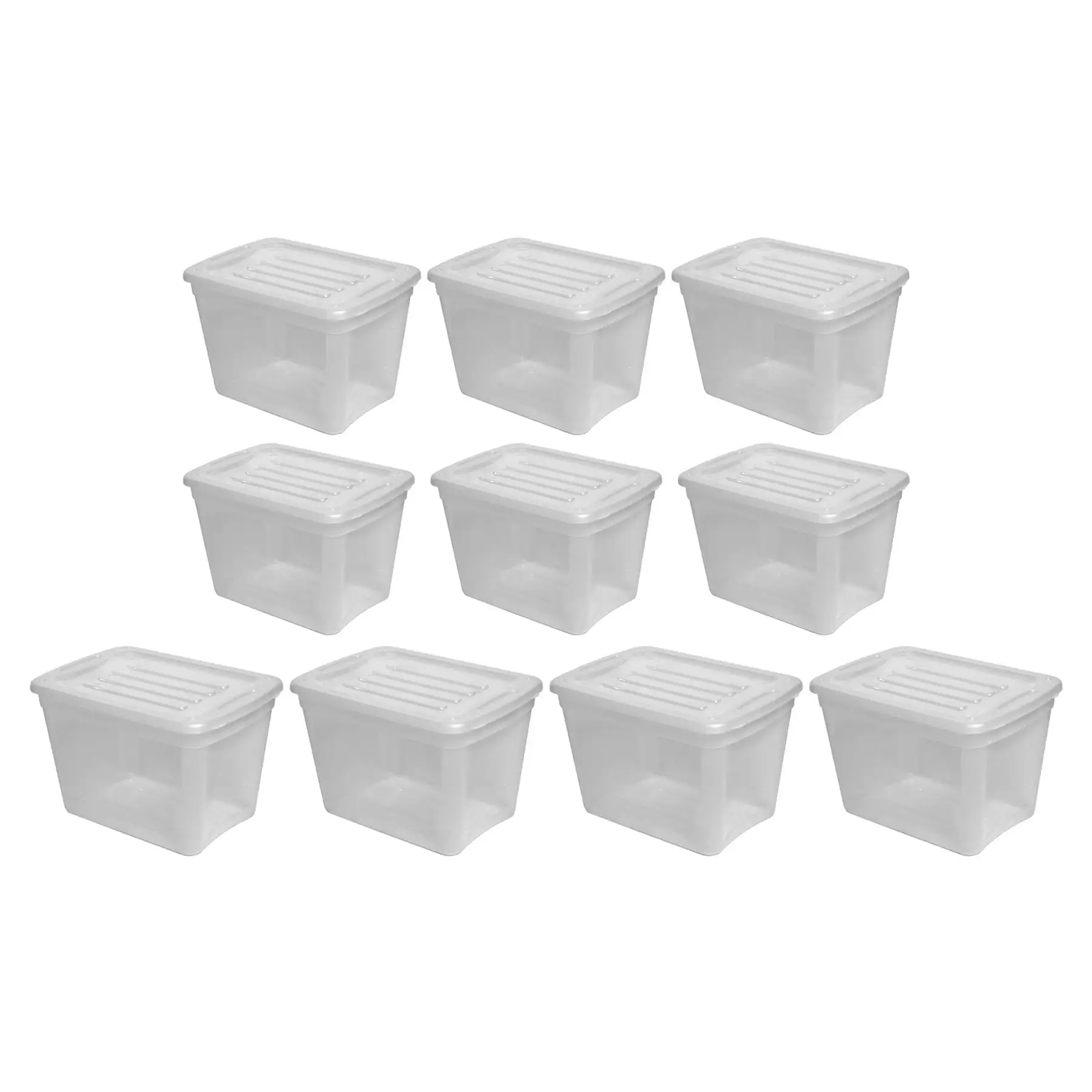 Gracious Living 10 gal Stackable Storage Container Bin w/Lid, Clear (10 Pack)