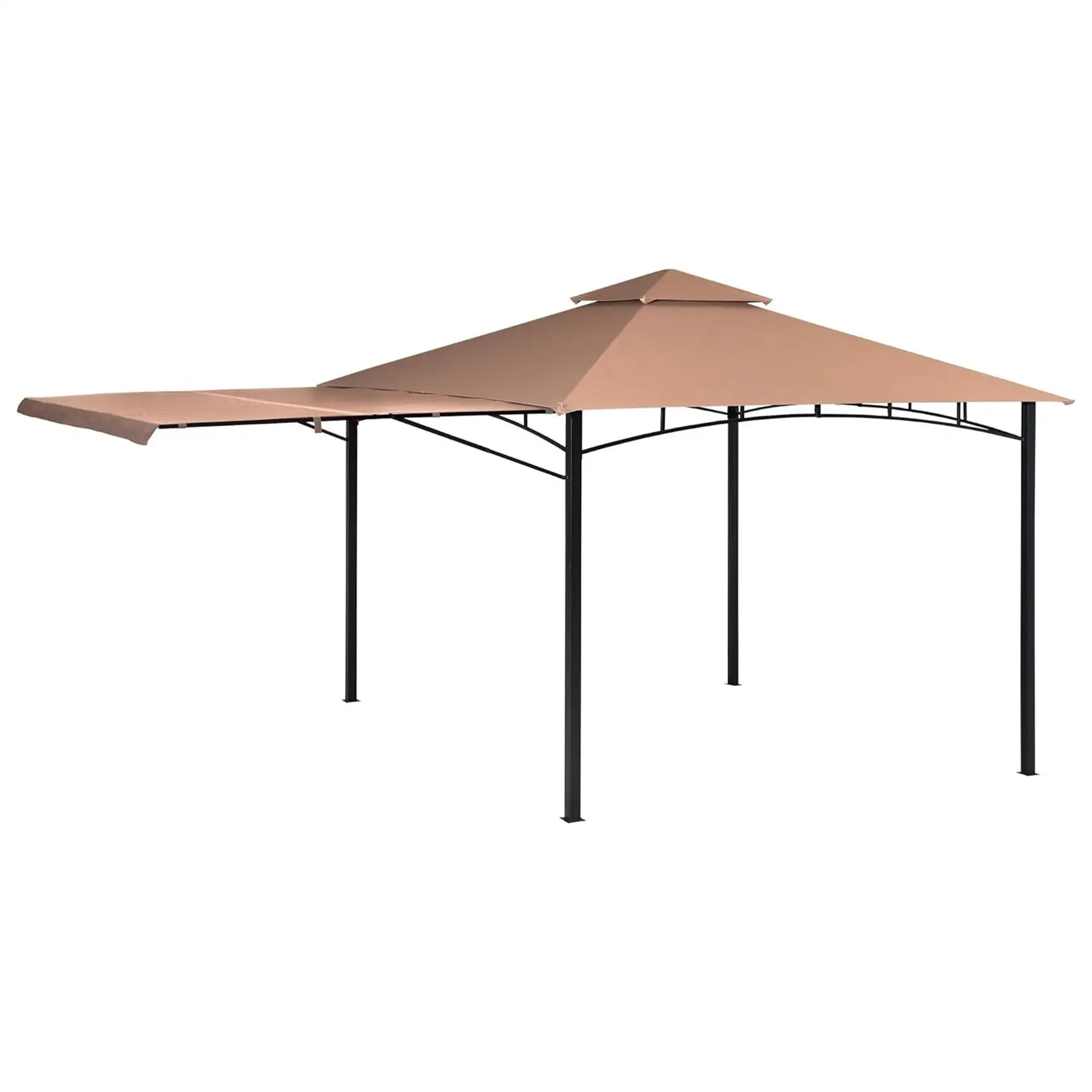 ShelterLogic 11 x 11 Ft Redwood Backyard Gazebo with Retractable Awning, Bronze