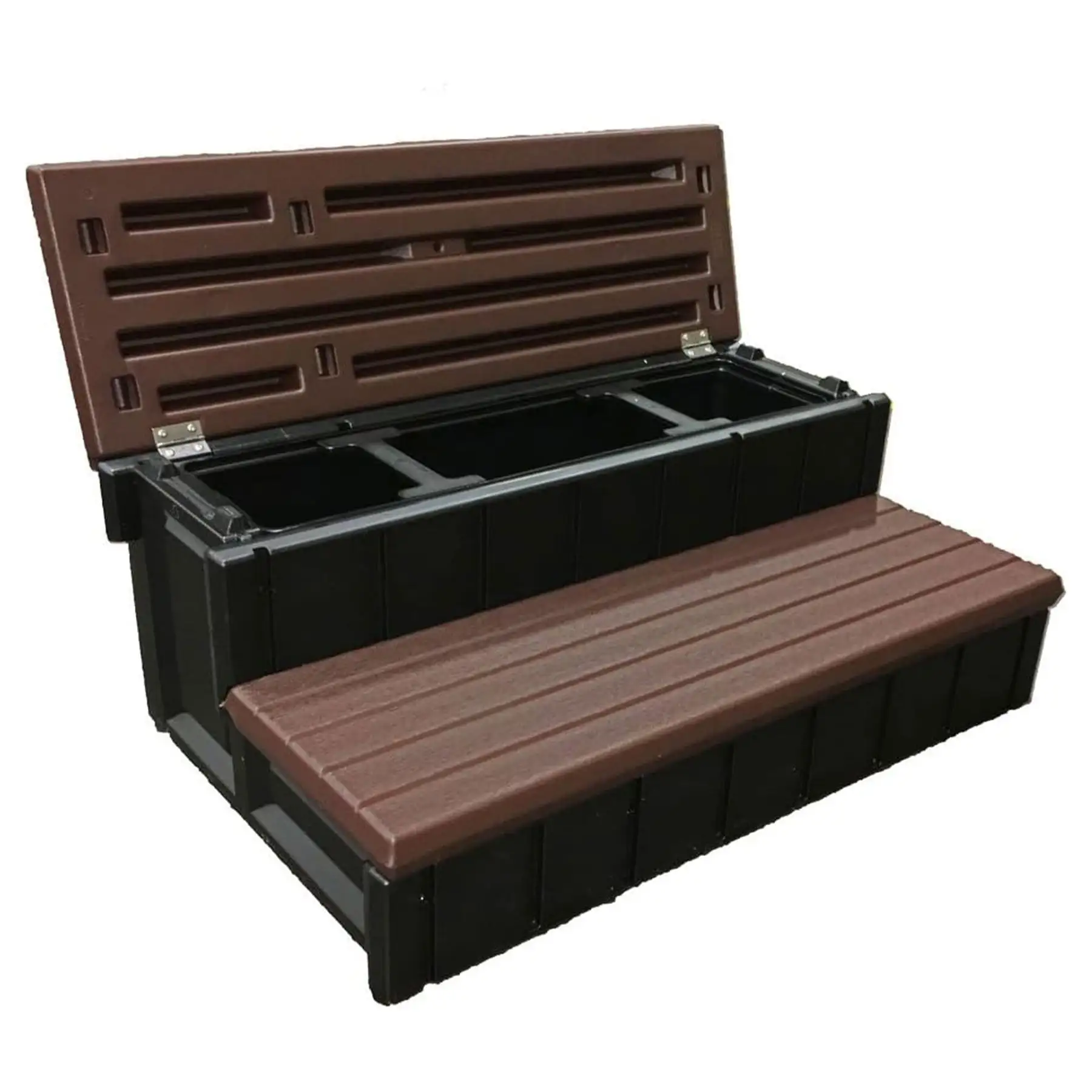 Confer Plastics Leisure Accents Outdoor Spa Hot Tub Storage Steps, Espresso