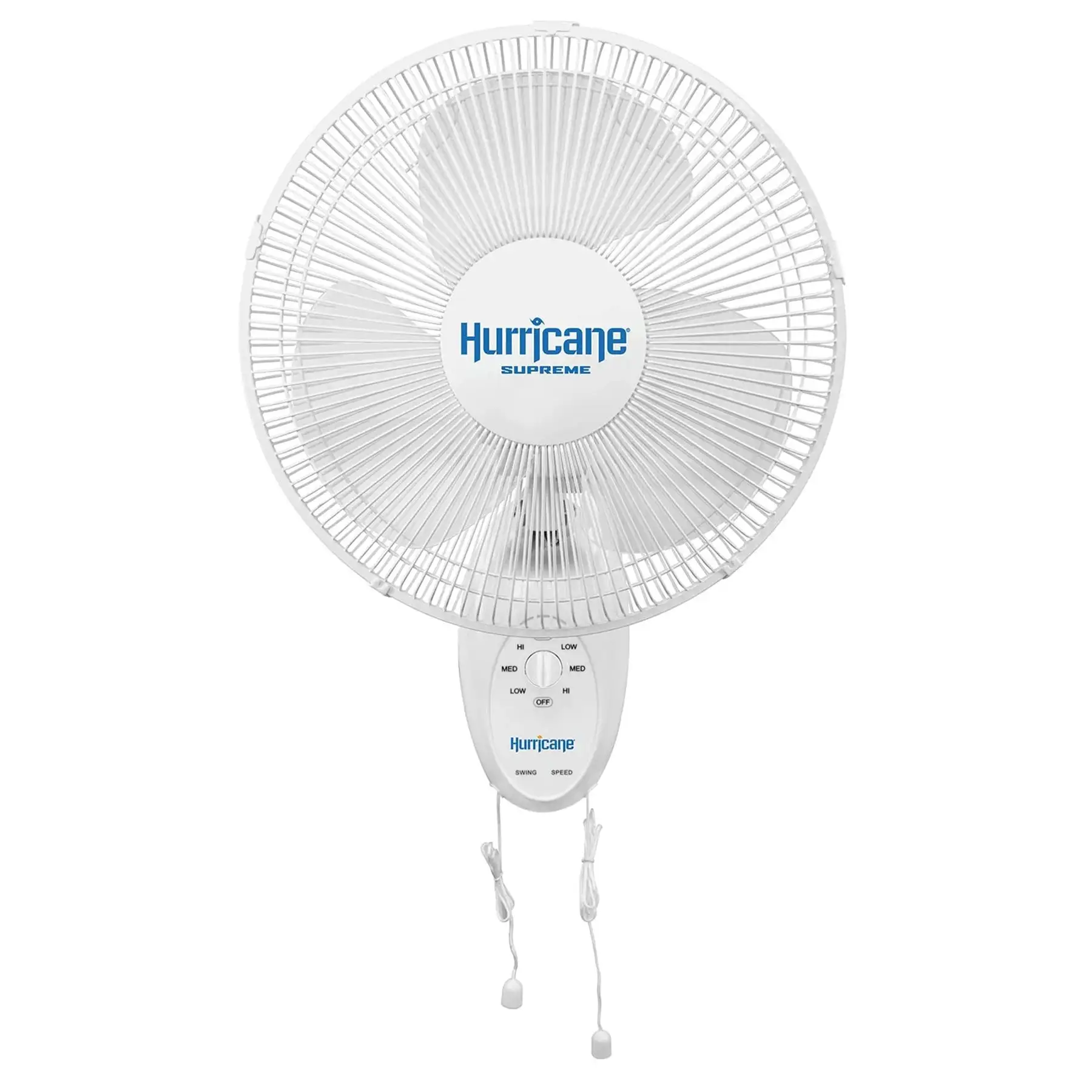 Hurricane Supreme 12 Inch Oscillating 3 Speed Portable Wall Mount Fan, White