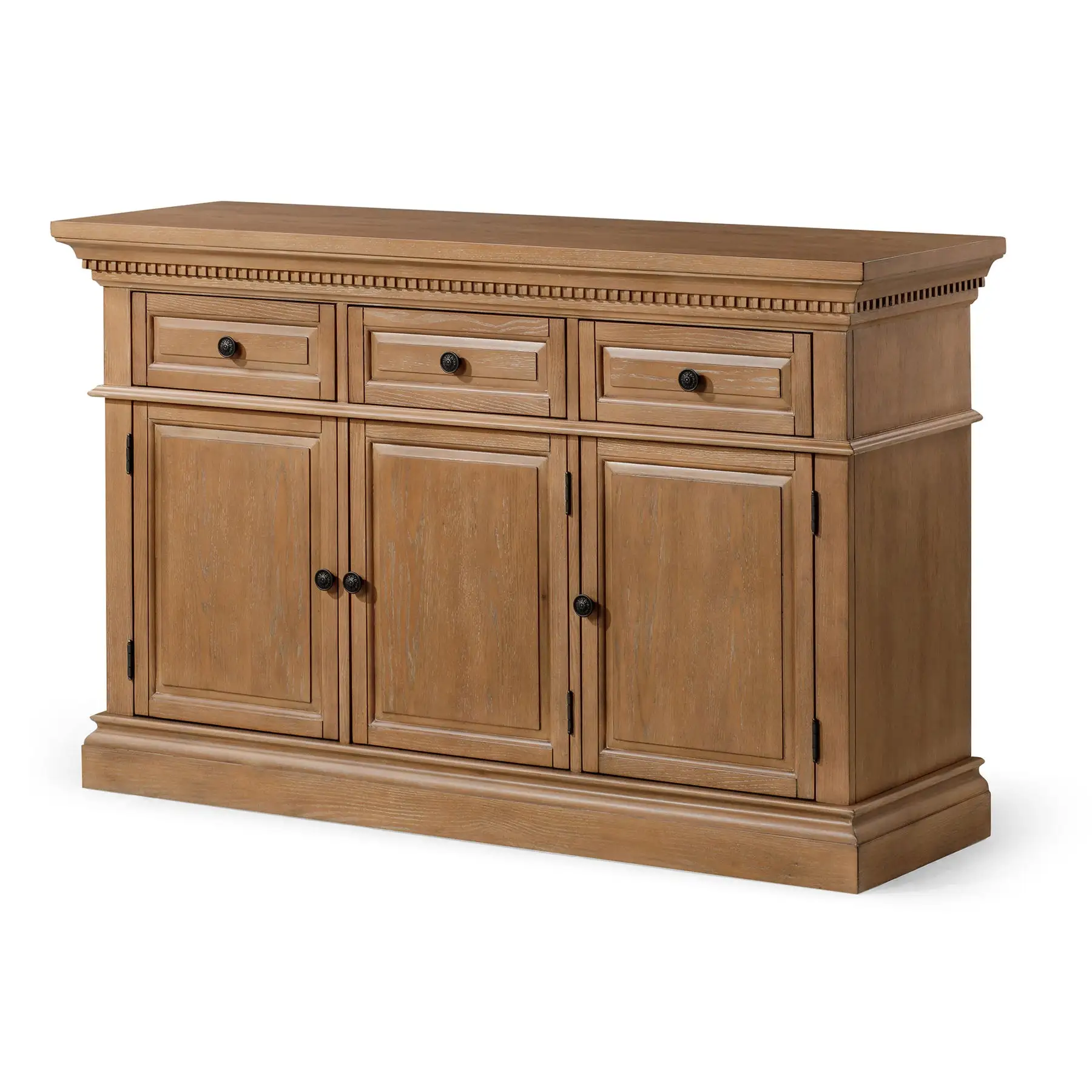 Maven Lane Theo Traditional Wooden Sideboard in Antiqued Natural Finish