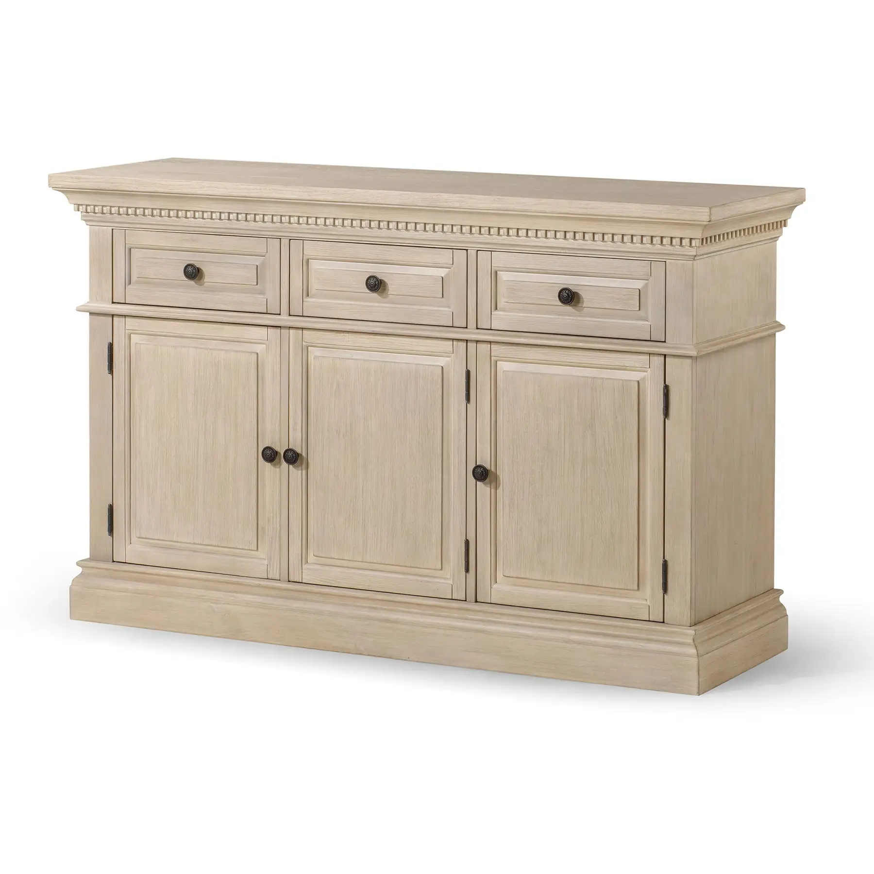 Maven Lane Theo Traditional Wooden Sideboard in Antiqued White Finish