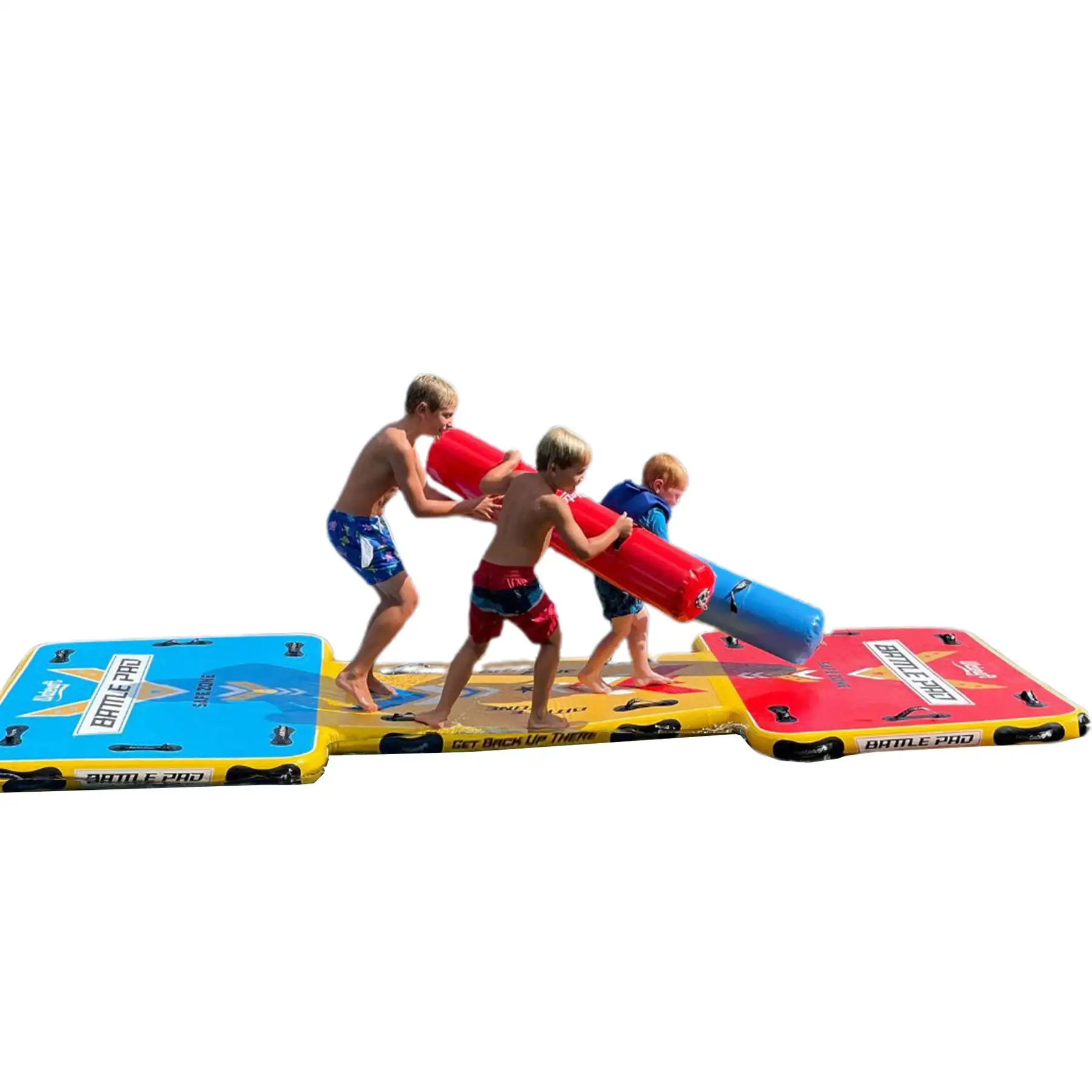 Wateraft Inflatable Battle Pad and Sticks, 13 x 6 Foot Floating Raft Water Game